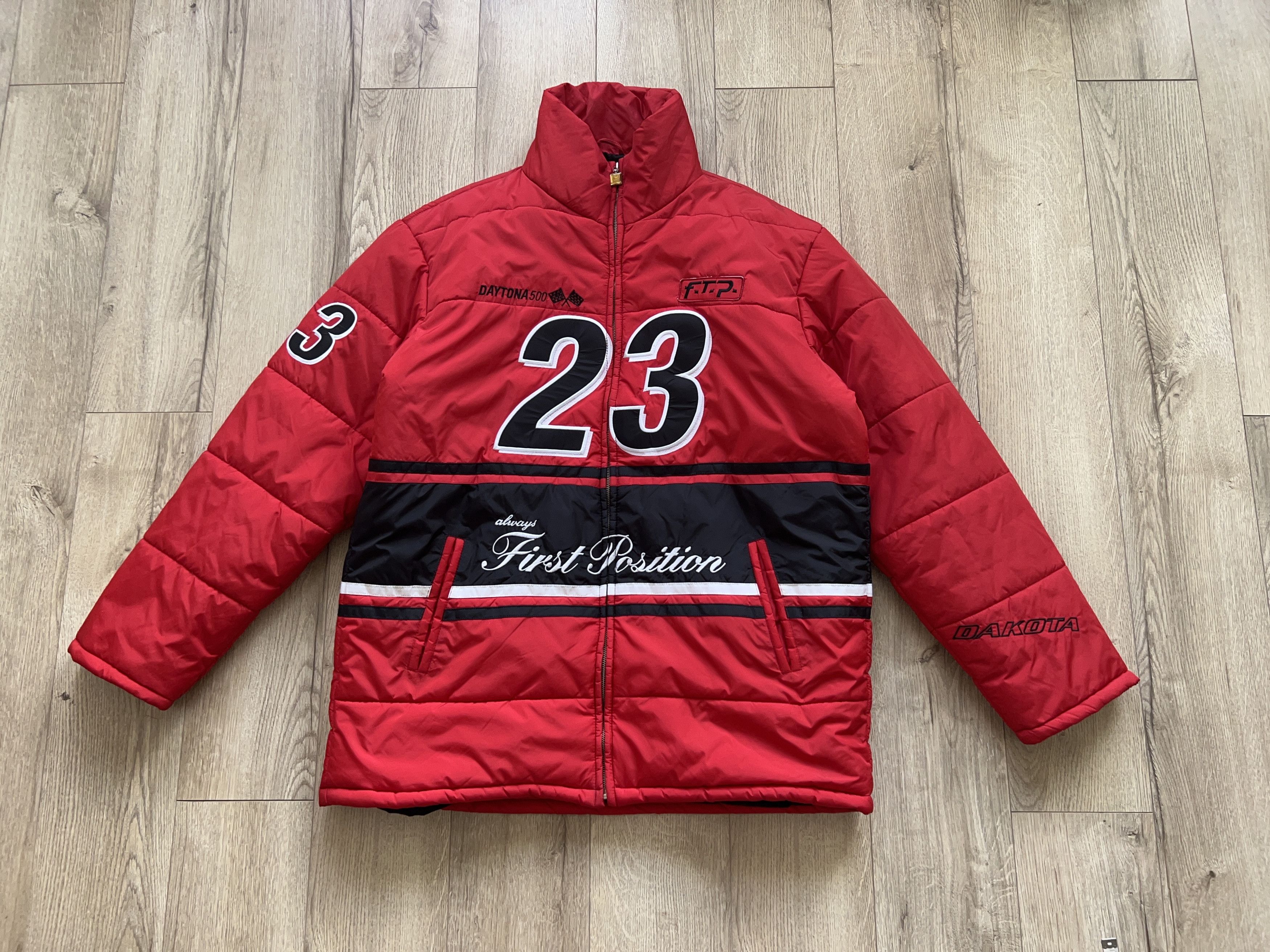 DAKOTA MOTORS Racing Puffer Jacket Insulated Red Daytona 500