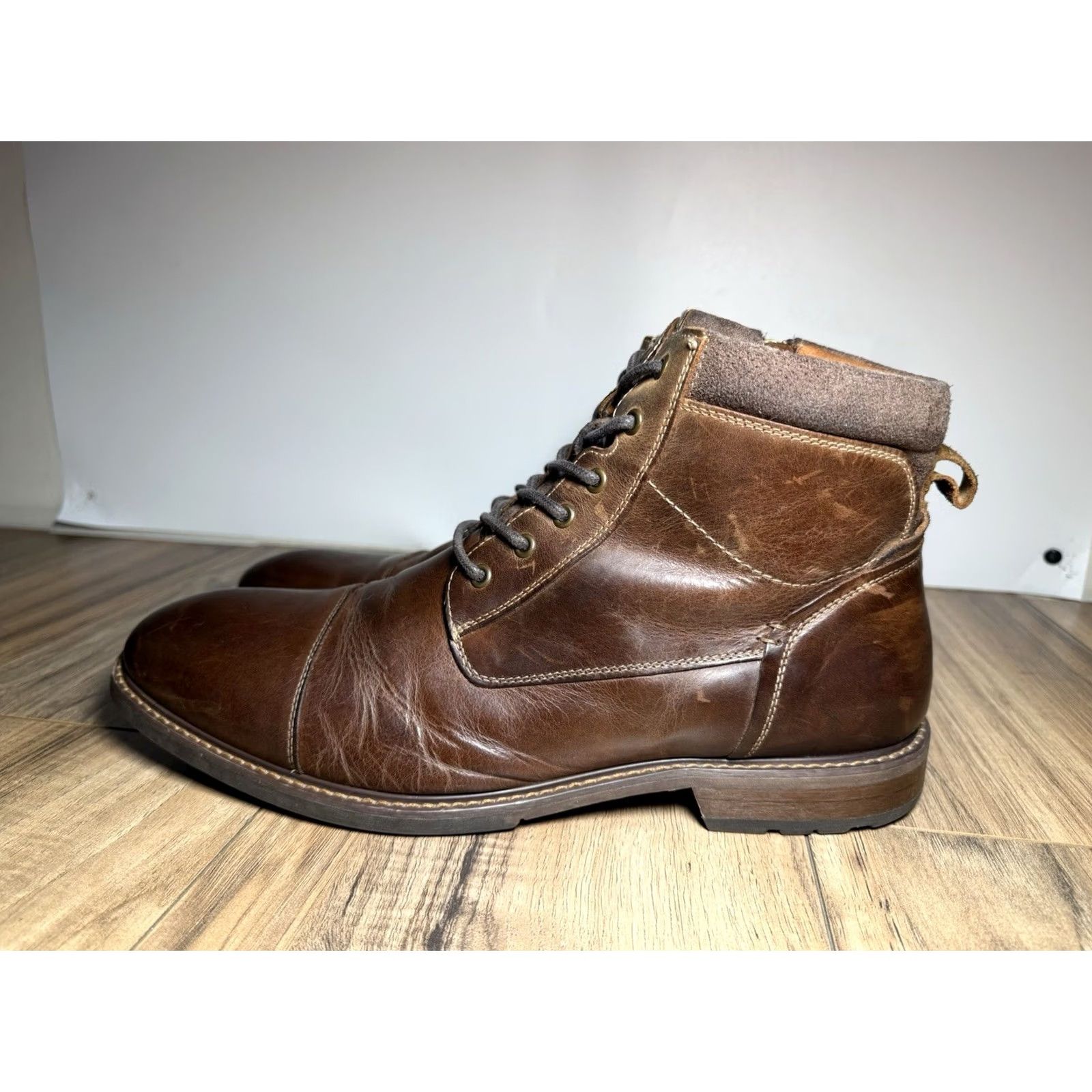 Florsheim Florsheim Chalet Cap Toe Boots Chestnut Brown Size 12 Men Boots Leather Cap Toe Chukka Zip Lace Up Casual M Brown Mens Size ONE SIZE - 3 Thumbnail