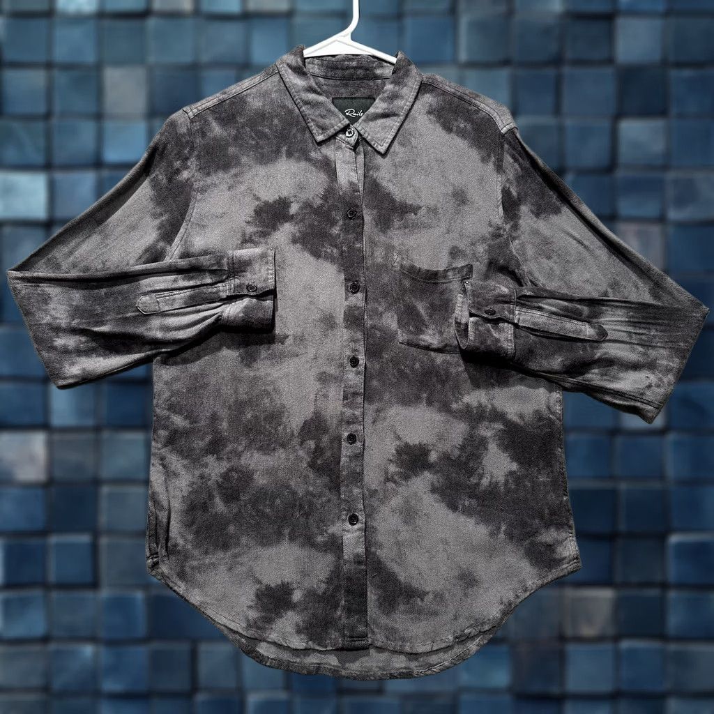 Rails Rails Shirt Womens Small Charcoal Tie Dye Button Down Flannel Rayon Size S / US 4 / IT 40 - 1 Thumbnail