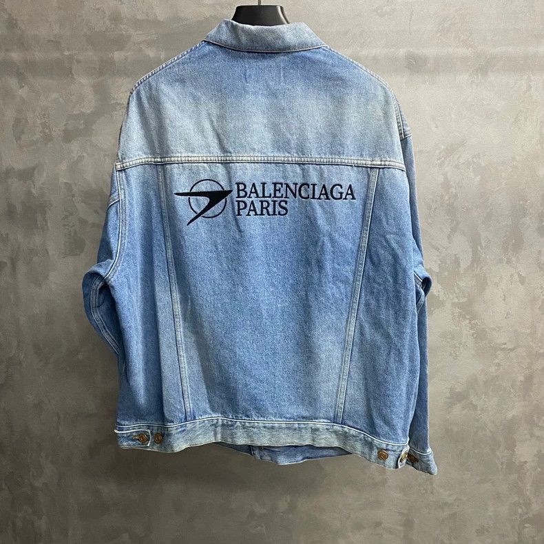 Balenciaga Balenciaga Blue Embroidered Logo Denim Jacket-2505 Size US XS / EU 42 / 0 - 2 Thumbnail