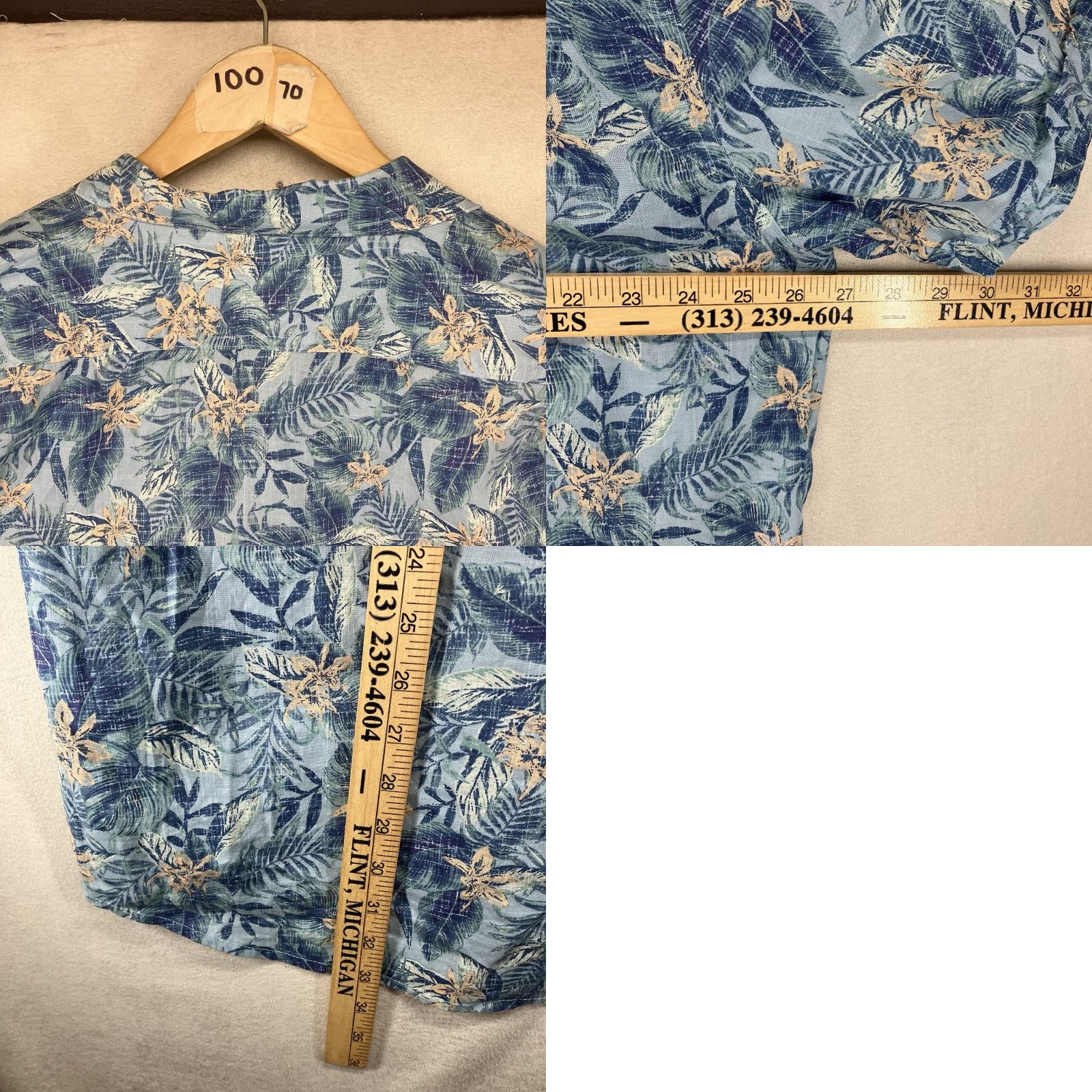 Izod IZOD Saltwater Mens XXL Tropical Floral Dockside Woven Shirt Chambray Blue EUC Size US XXL / EU 58 / 5 - 8 Thumbnail