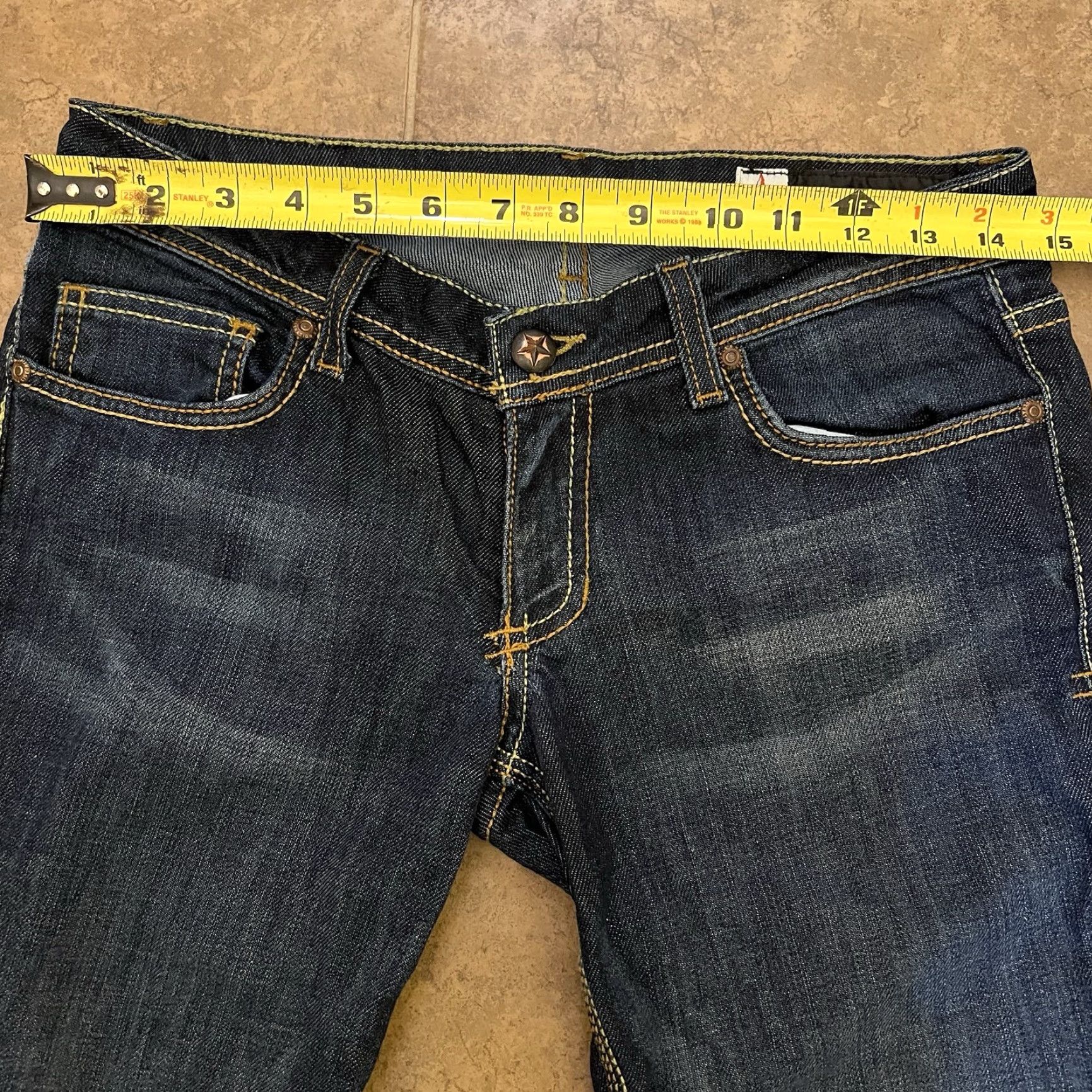 Vintage PEOPLE'S LIBERATION Jeans Bootcut Womens Size 26 Star Pockets Denim Blue 5-Pocket Design Distressed Bootcut Stars Modern Jeans Women’s Size 26" / US 2 / IT 38 - 7 Thumbnail