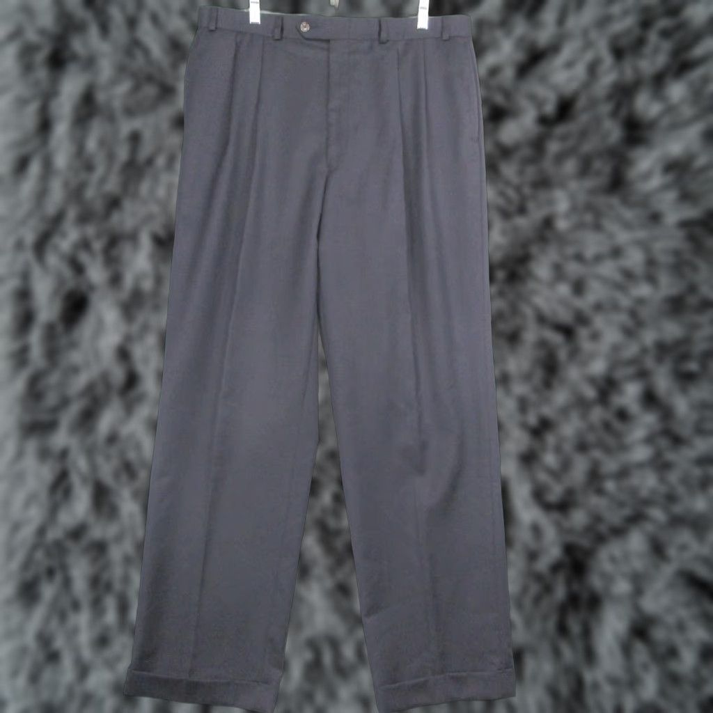Ralph Lauren Lauren Ralph Lauren Pants Mens 36x32 Navy Total Comfort Wool Pleated Cuffed Dress Pants Mens Size US 36 / EU 52 - 1 Thumbnail