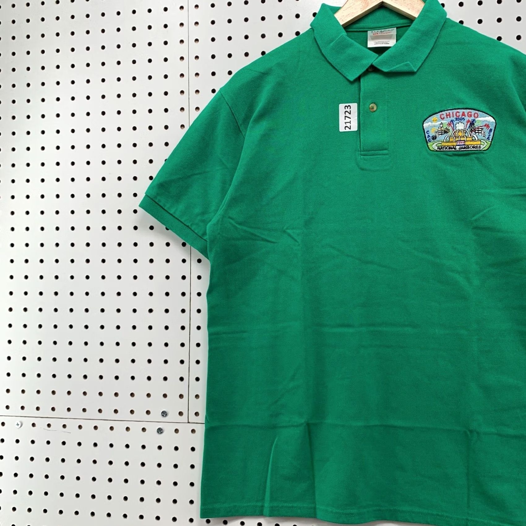 Hanes VINTAGE BSA Polo Shirt Chicago Jamboree 2005 Green Mens Medium 21x28.5 Boy Scout Size US M / EU 48-50 / 2 - 3 Thumbnail