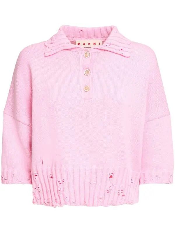 Marni o1w1db10426 Knitted Polo Top in Pink Size S / US 4 / IT 40 - 1 Thumbnail