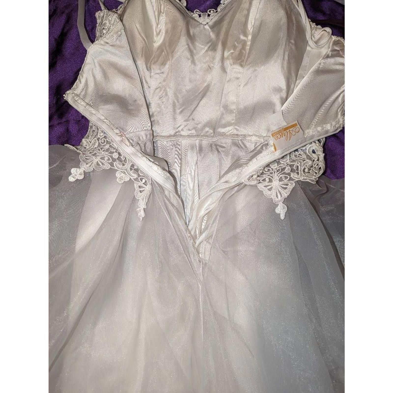 Designer Vintage 90s Alyce Designs White Lace Coquette Dress Size S / US 4 / IT 40 - 6 Thumbnail