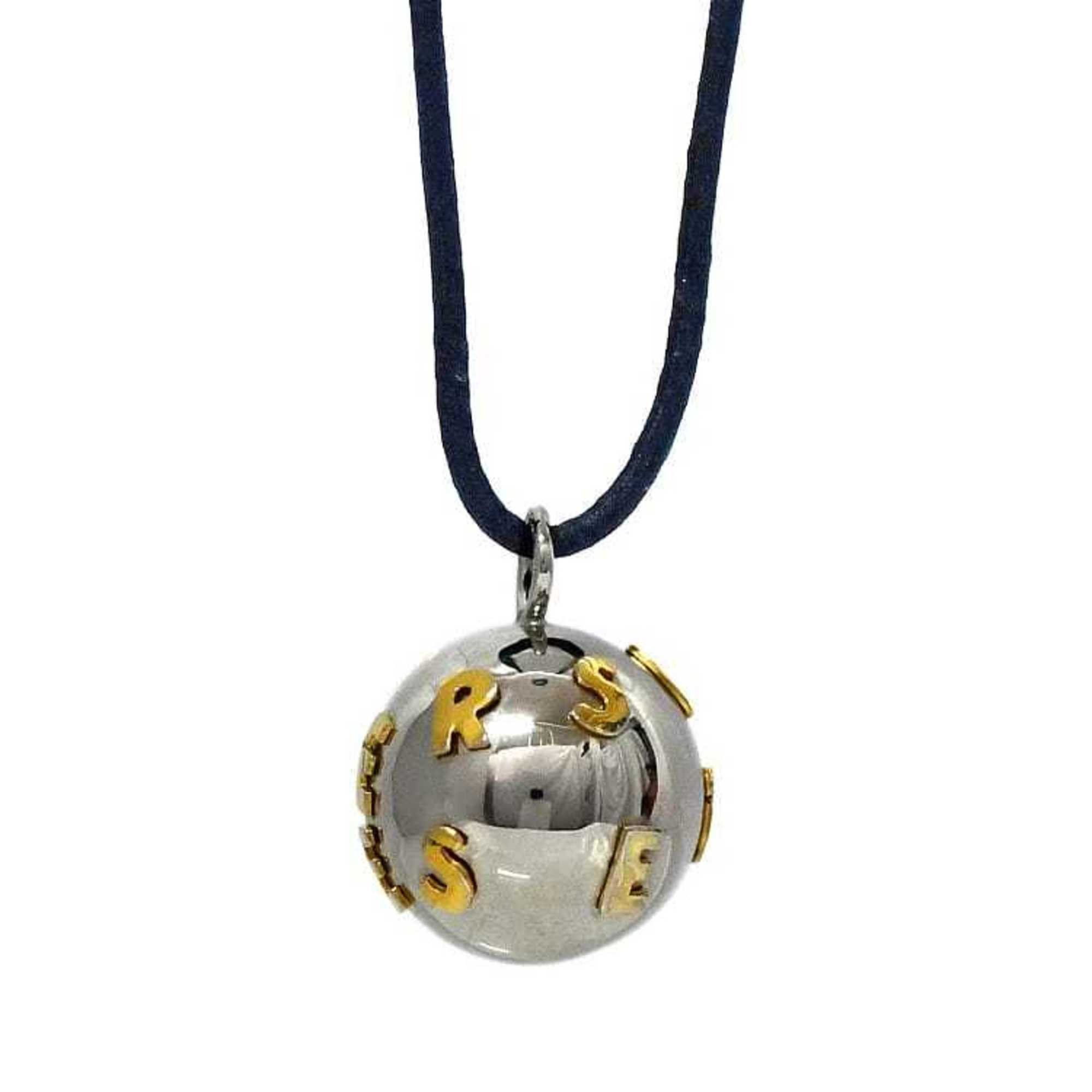 image of Hermes Long Necklace Silver Gold Black Metal Hermes Sphere String Ball 85Cm Accessory Impact Round,