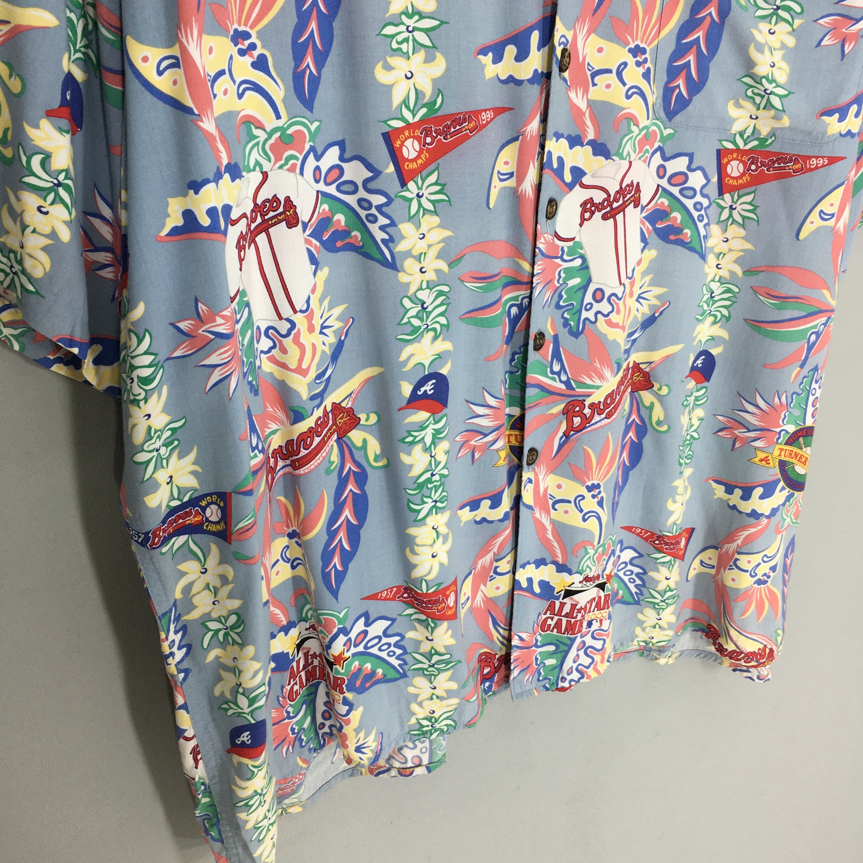 MLB × Reyn Spooner Vintage Reyn Spooner Hawaiian Atlanta Braves MLB Rayon Size US XXL / EU 58 / 5 - 4 Thumbnail