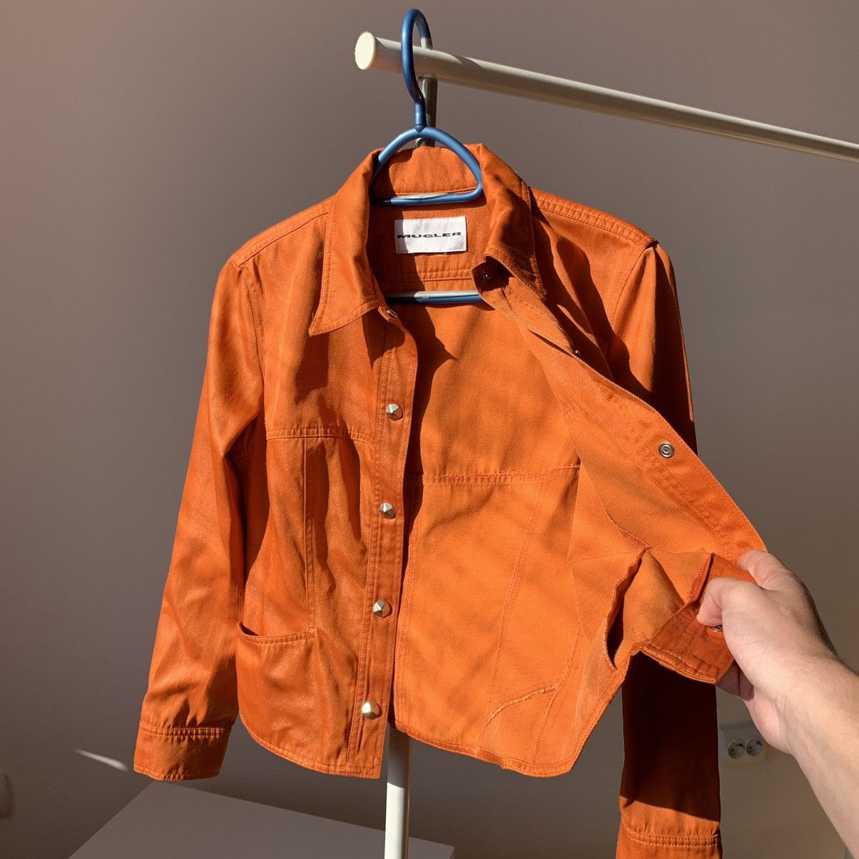 Mugler × Thierry Mugler × Vintage 2000`s Mugler Classic Collar Press-Stud Orange Jacket Size S / US 4 / IT 40 - 7 Thumbnail
