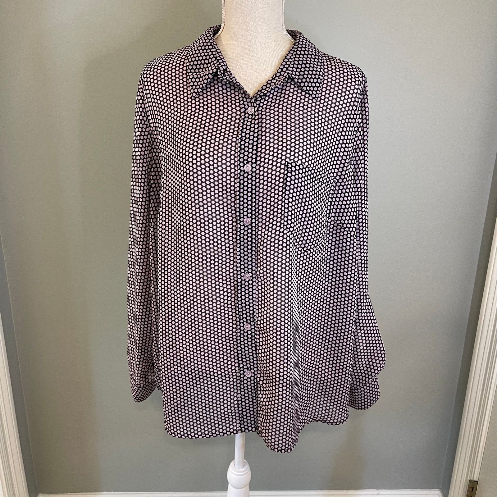 Nanette Lepore Nanette Lepore Tab Sleeve Semi Sheer Button Front Shirt, 2X Size XXL / US 16-18 / IT 52-54 - 2 Thumbnail