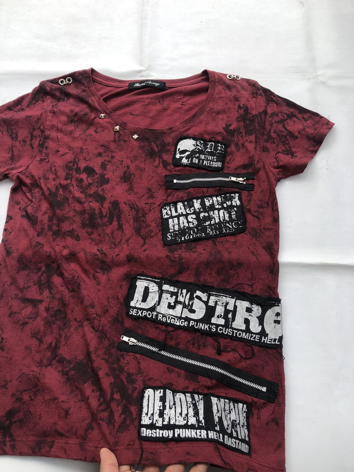 Japanese Brand Distressed Studded Poem Rebellion Symbol Punk Size US M / EU 48-50 / 2 - 4 Thumbnail