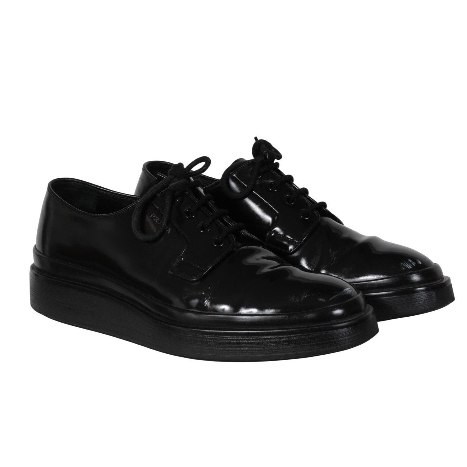 Prada Black Leather Oxford Chunky Derby - 02631 Size US 10.5 / EU 43-44 - 17 Thumbnail