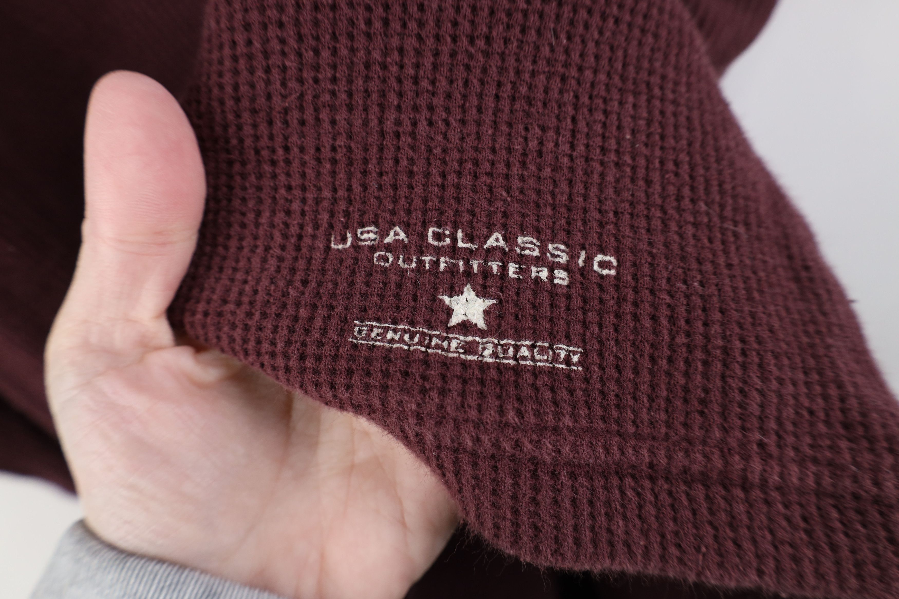 Vintage Vintage 90s Streetwear Thermal Waffle Knit T-Shirt Burgundy Size US XL / EU 56 / 4 - 4 Thumbnail