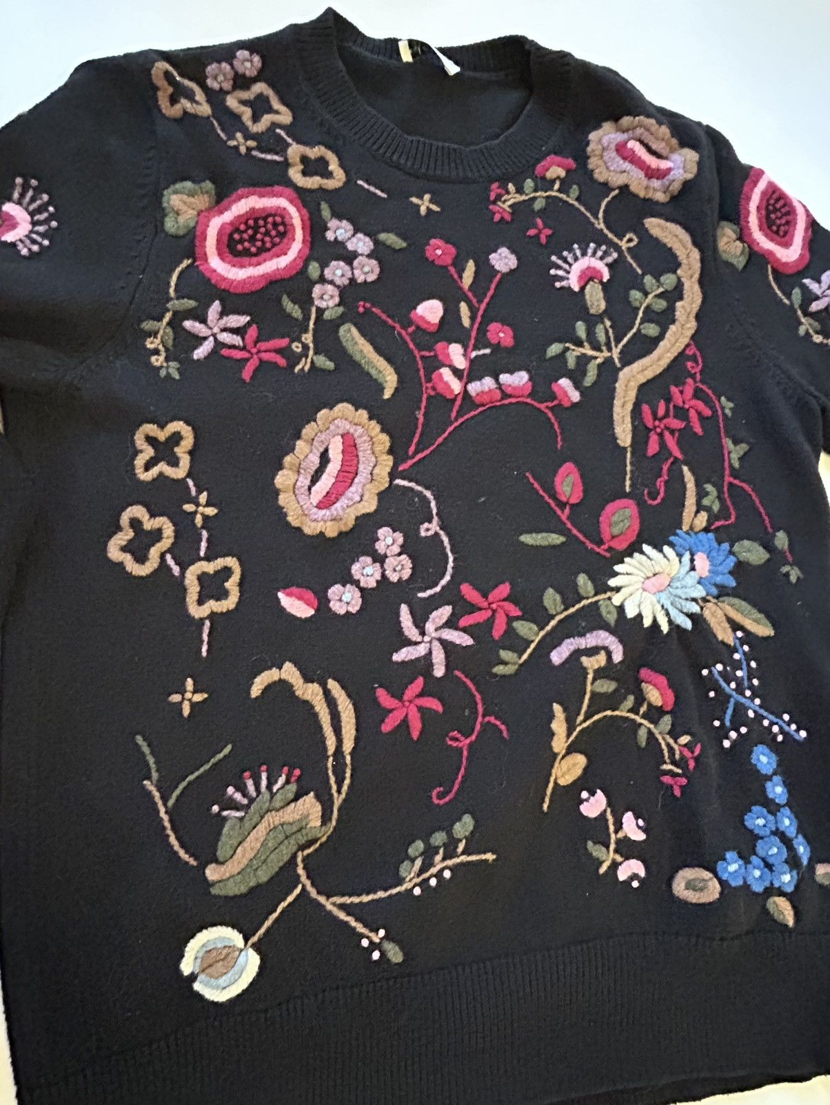 Dries Van Noten Dries Van Noten Embroidered Wool Sweater Floral Black Archiv Size M / US 6-8 / IT 42-44 - 4 Thumbnail