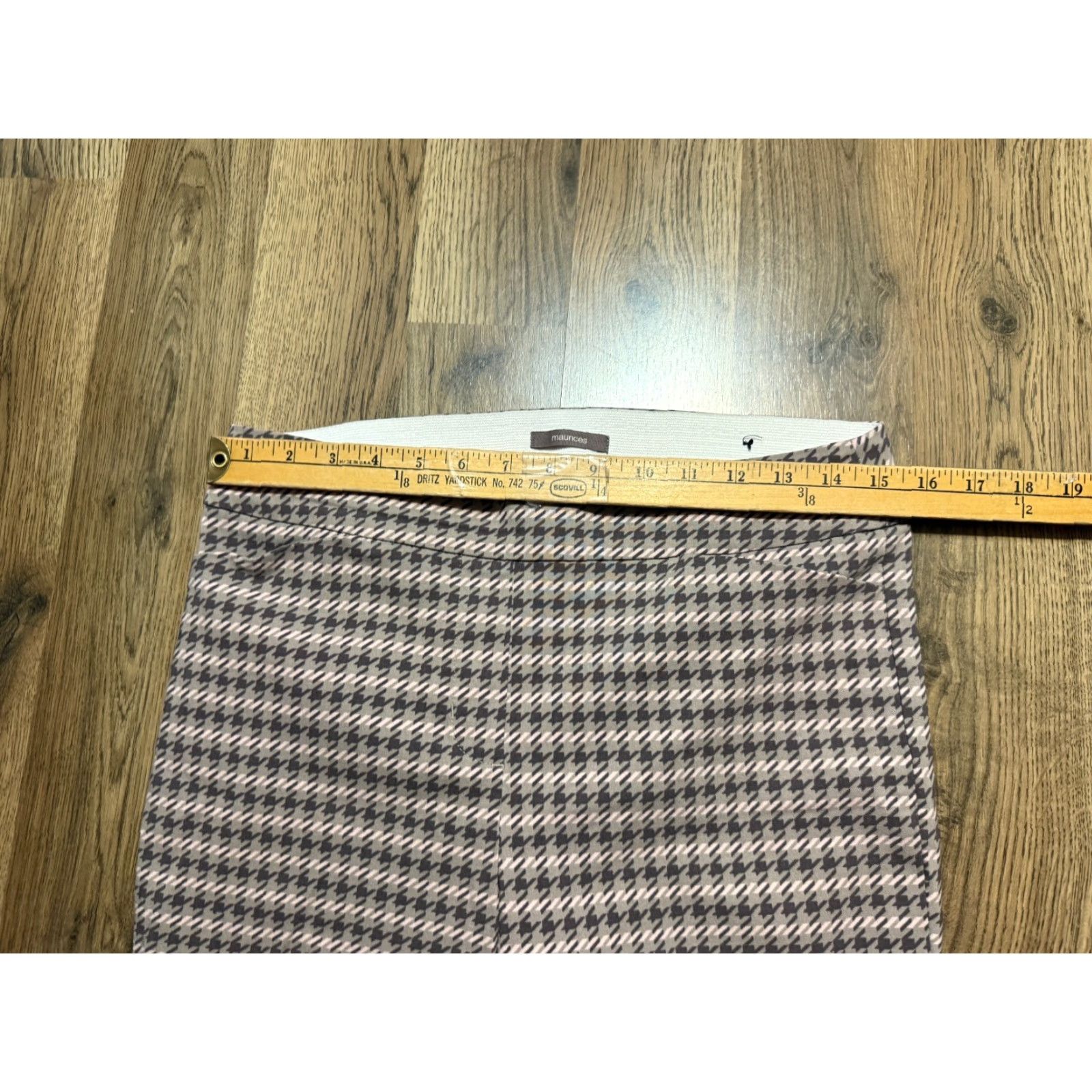 Vintage Maurices Pants Women’s Medium Pink Brown Striped Straight Pull On Casual Jeans Trousers Ankle Inseam 26.5” Regular Fit Womens Size 32" / US 10 / IT 46 - 7 Thumbnail