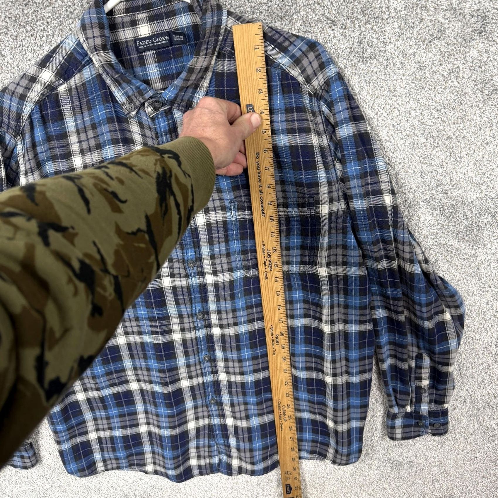 Faded Glory Faded Glory Mens XL Flannel Button-Down Shirt Blue Gray Plaid Workwear Casual Button-Up Sh Size US XL / EU 56 / 4 - 2 Thumbnail