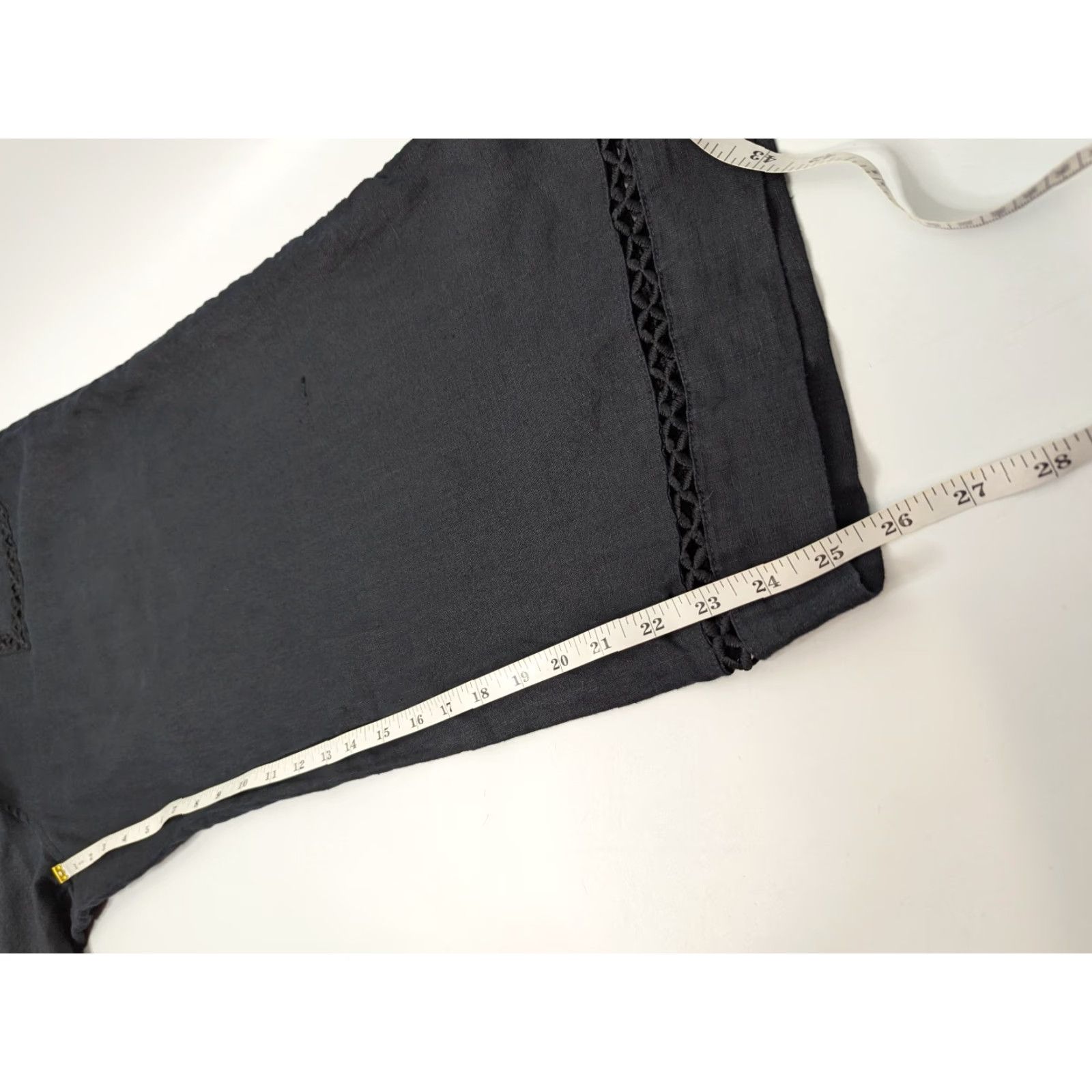 Joie Joie Pants Womens XL Black 100% Linen Cropped Wide-Leg Drawstring Lace Beach Bohemian Resort Casual Travel Size 40" / US 18 - 5 Thumbnail