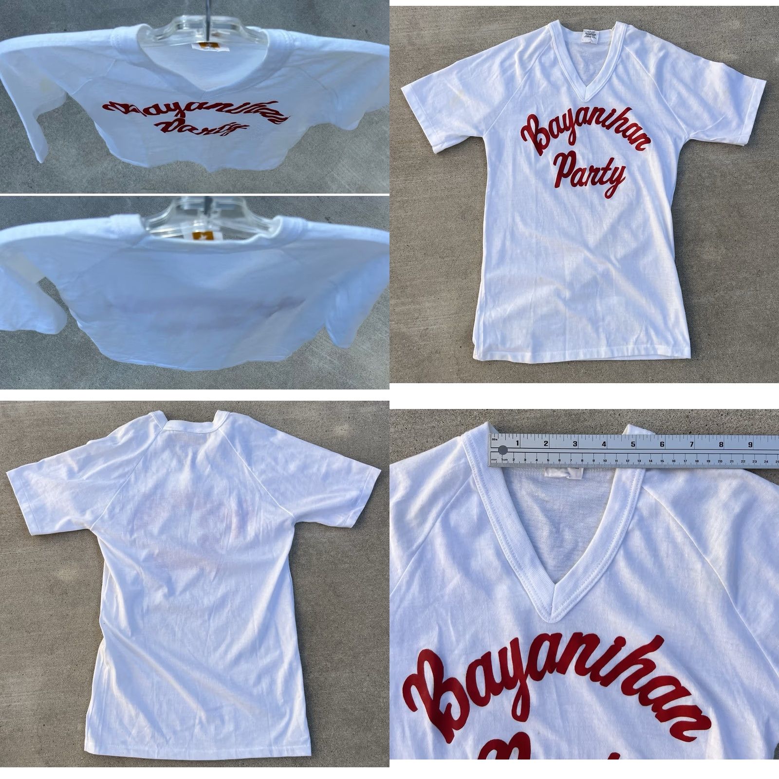 Vintage VINTAGE Bomark USA T-Shirt Men M White V Neck Red Script Graphic 50/50 Short Sleeve Shirt 1990s USA Theme Classic Fit Size US M / EU 48-50 / 2 - 10 Thumbnail