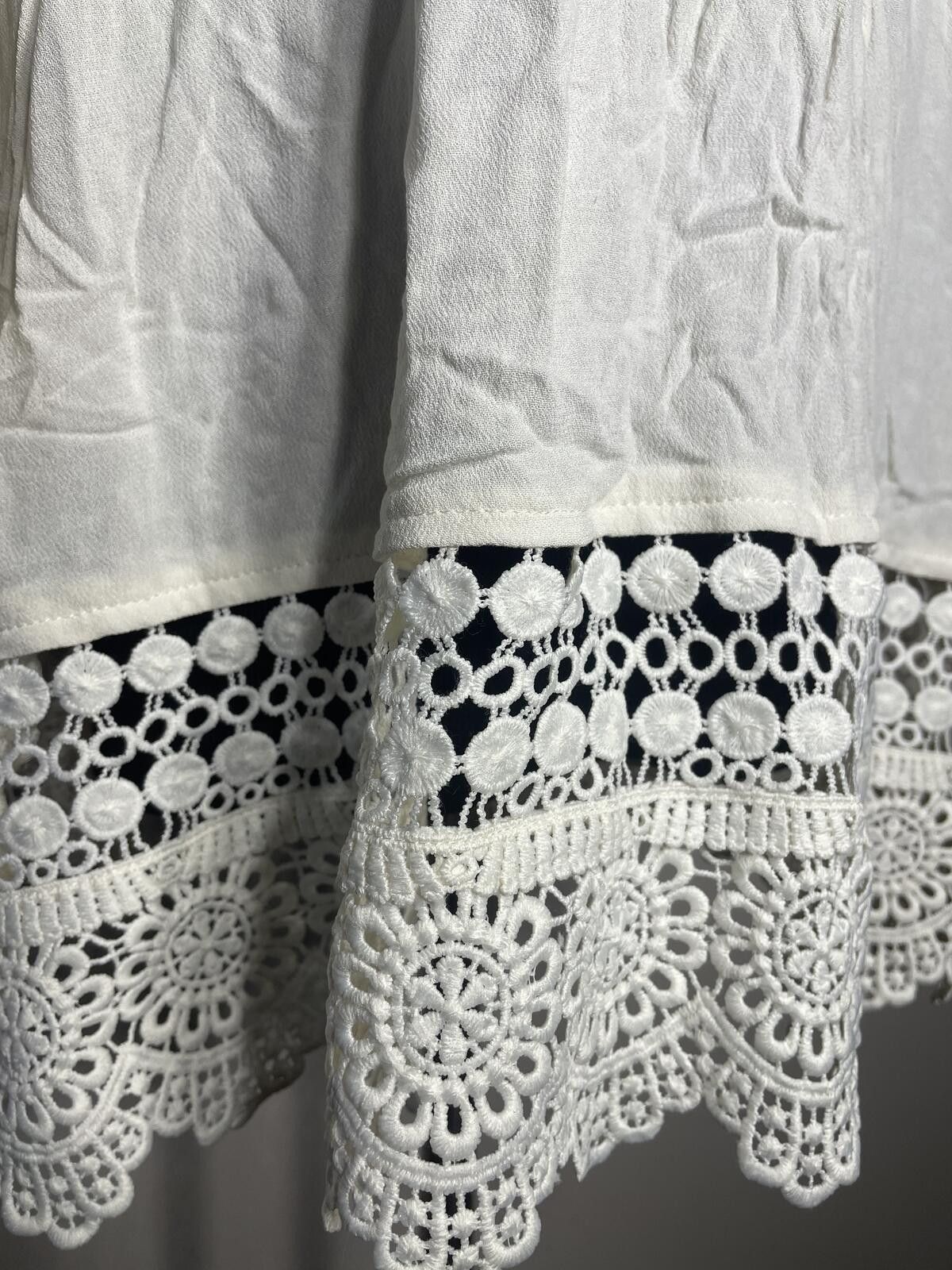 Other Ivory Green Garden Tunic Boho Crochet Lace Hem Duster Sz L Size L / US 10 / IT 46 - 3 Thumbnail