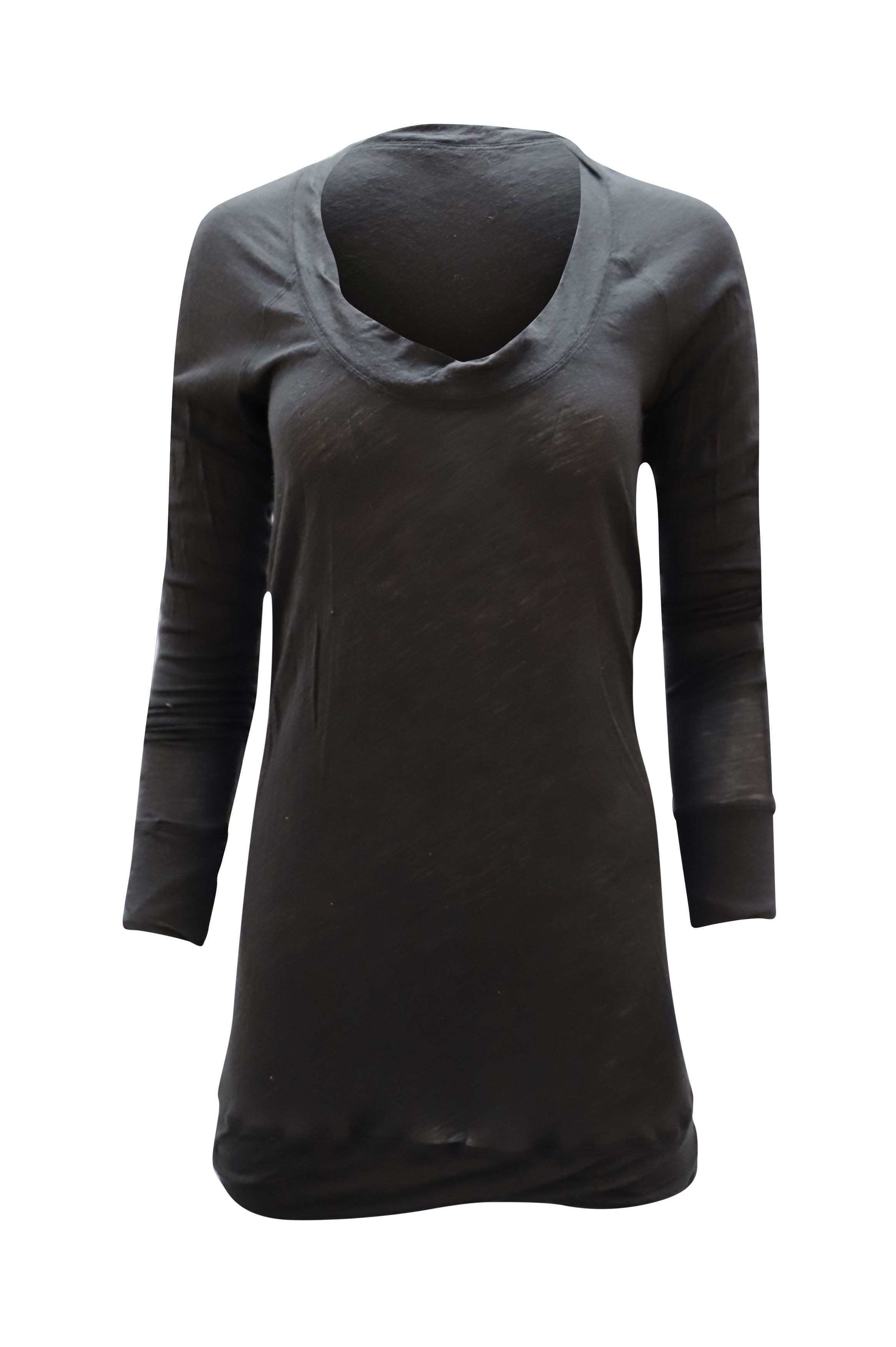 Donna Karan Donna Karan Scoop Neck Long Sleeves Top in Dark Gray Wool Size S / US 4 / IT 40 - 1 Thumbnail