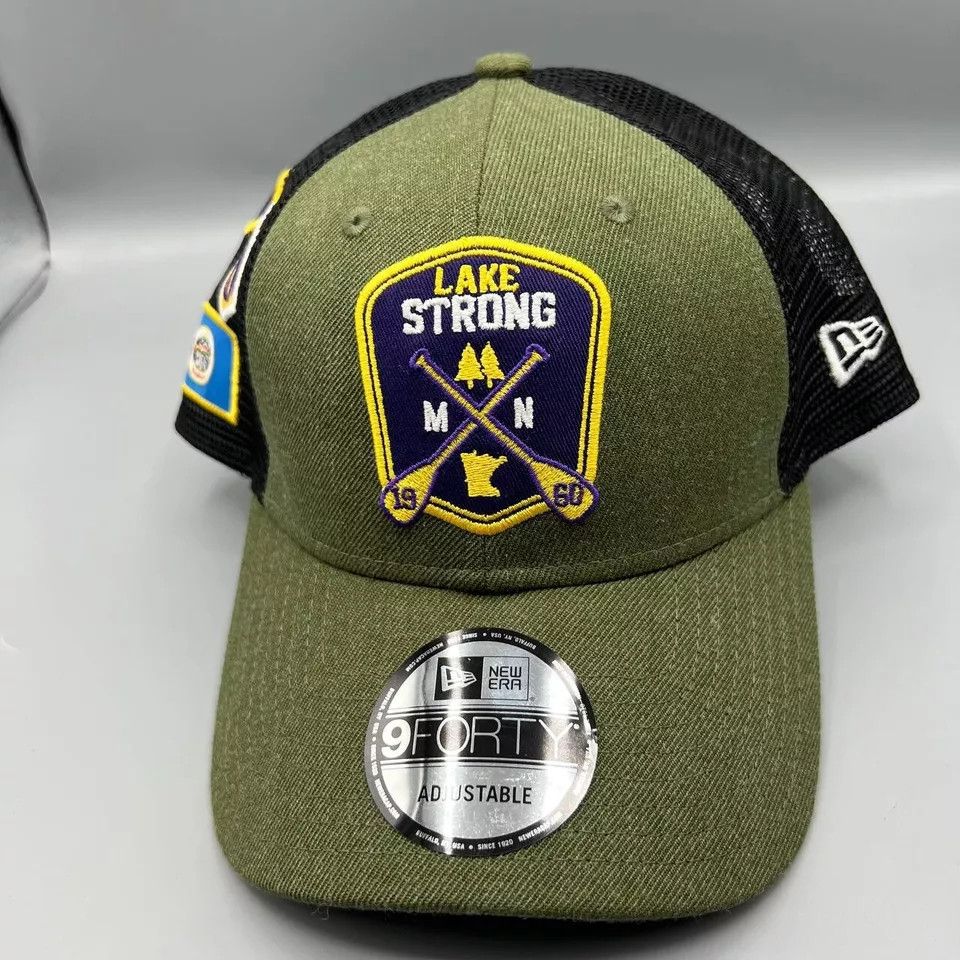 New Era Minnesota Vikings Trucker Hat Men Green Snap Back Cap New Size ONE SIZE - 3 Thumbnail