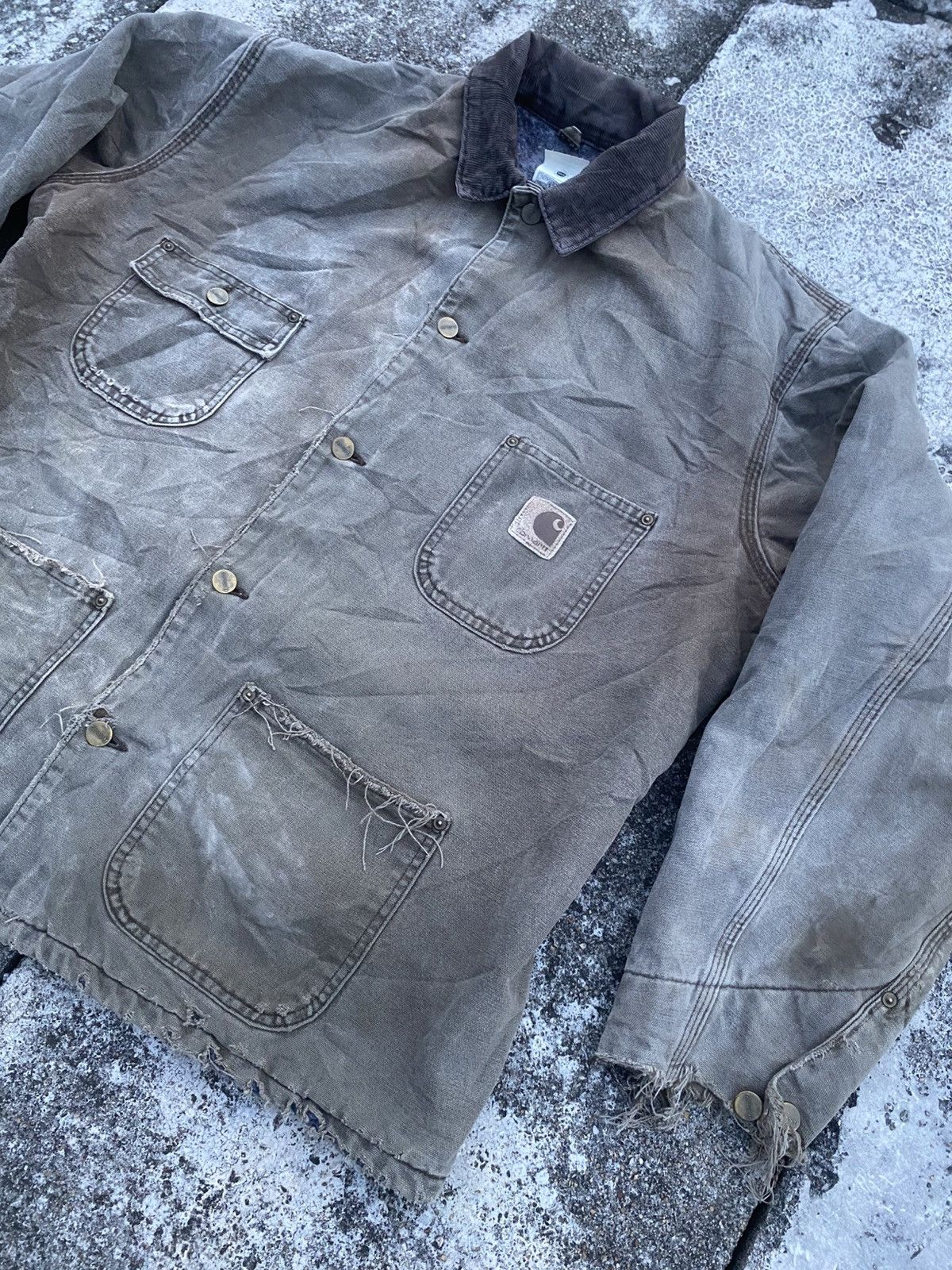 Carhartt VTG Carhartt Detroit Blanket Lined Faded Dirty Jacket Size US XL / EU 56 / 4 - 3 Thumbnail