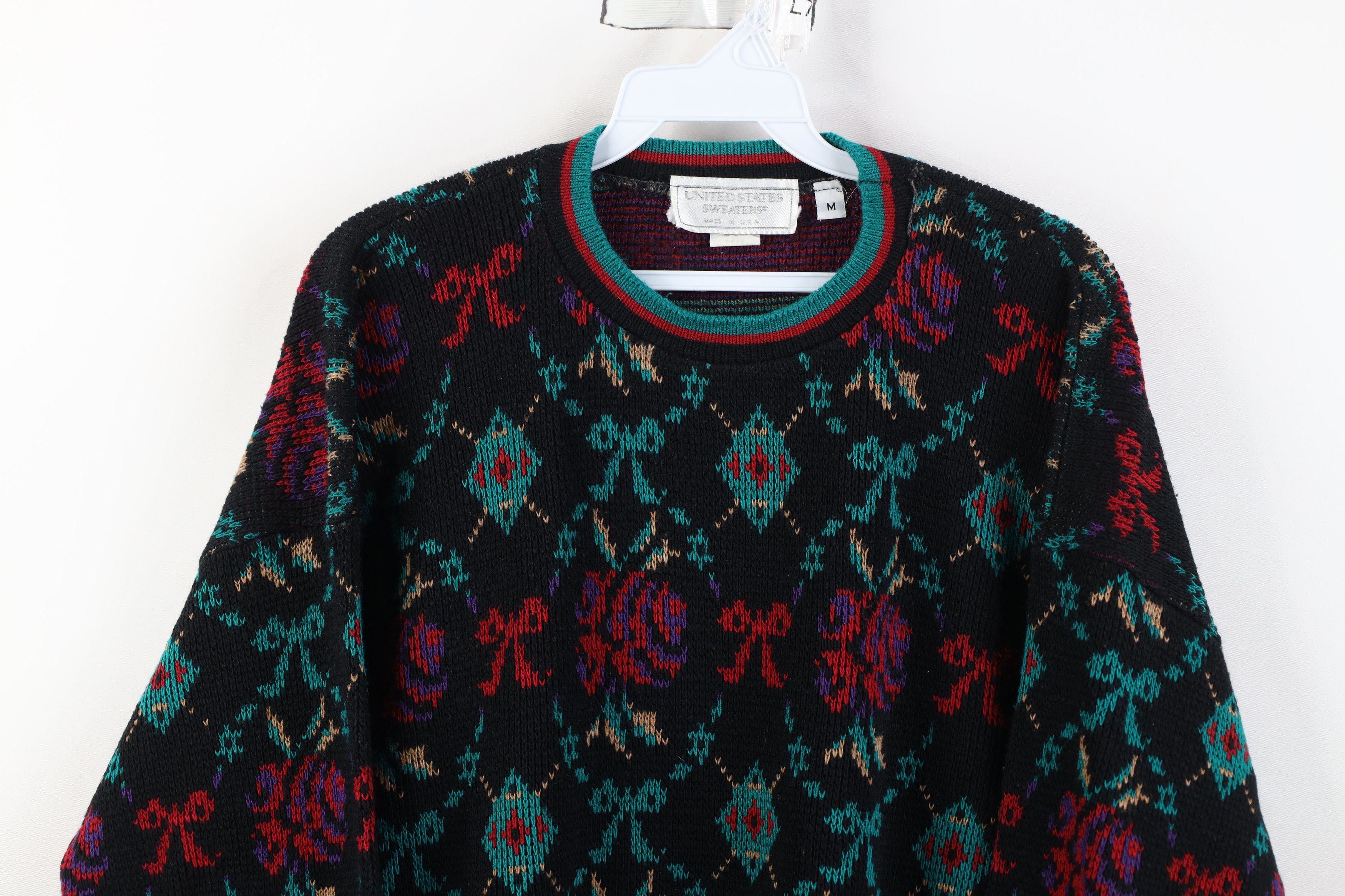 Vintage Vintage 90s Streetwear Flower Argyle Knit Sweater USA Size M / US 6-8 / IT 42-44 - 2 Thumbnail