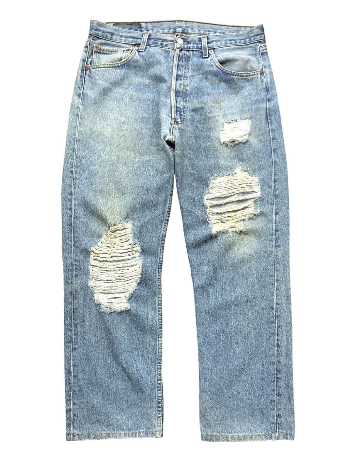 Levi's Vintage Levi's 501 Ripped/Distressed Baggy Jeans Size US 34 / EU 50 - 1 Thumbnail