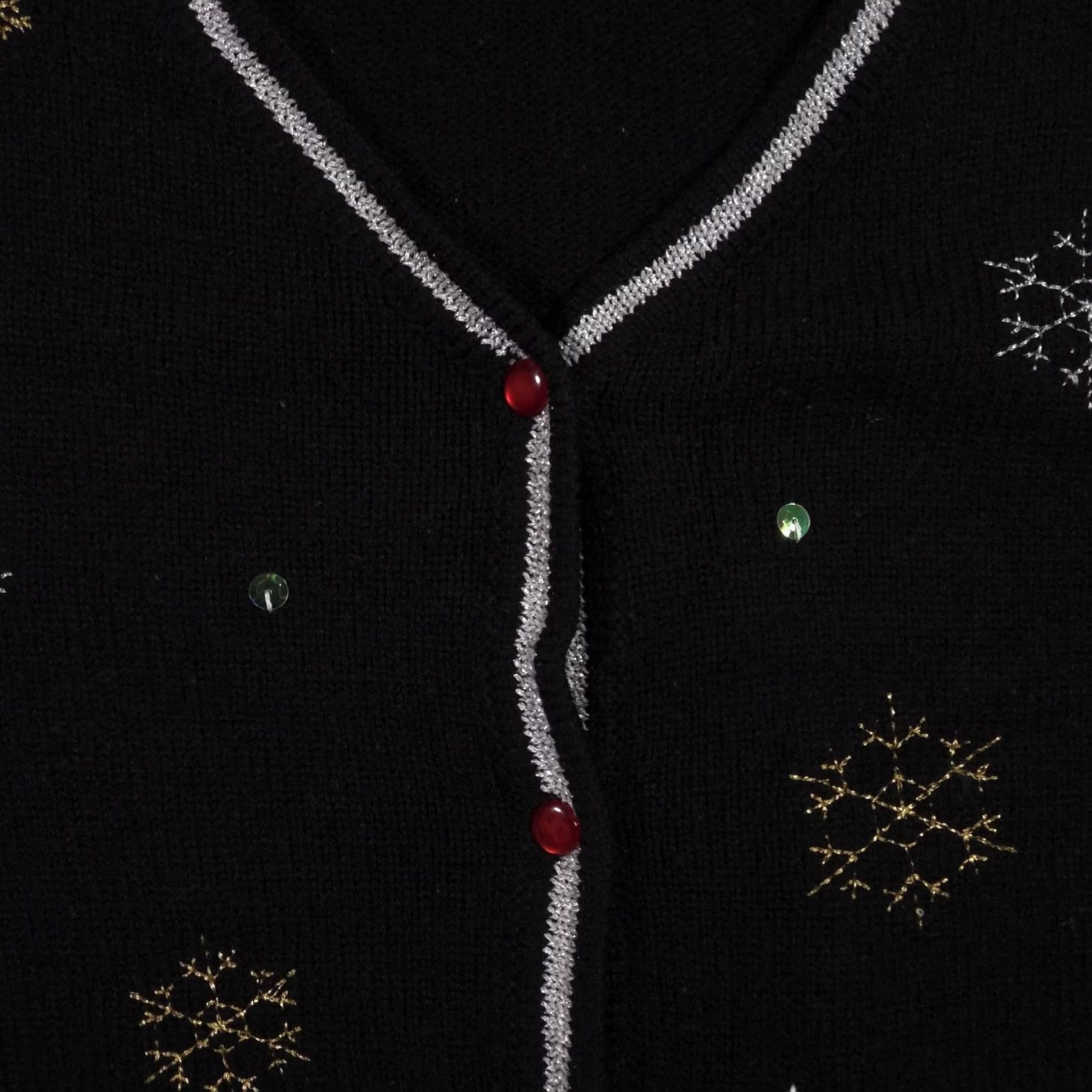 Vintage VINTAGE White Stag Sweater Vest Womens XL Black Christmas Reindeer Sequin Button V Neck Size XL / US 12-14 / IT 48-50 - 4 Thumbnail