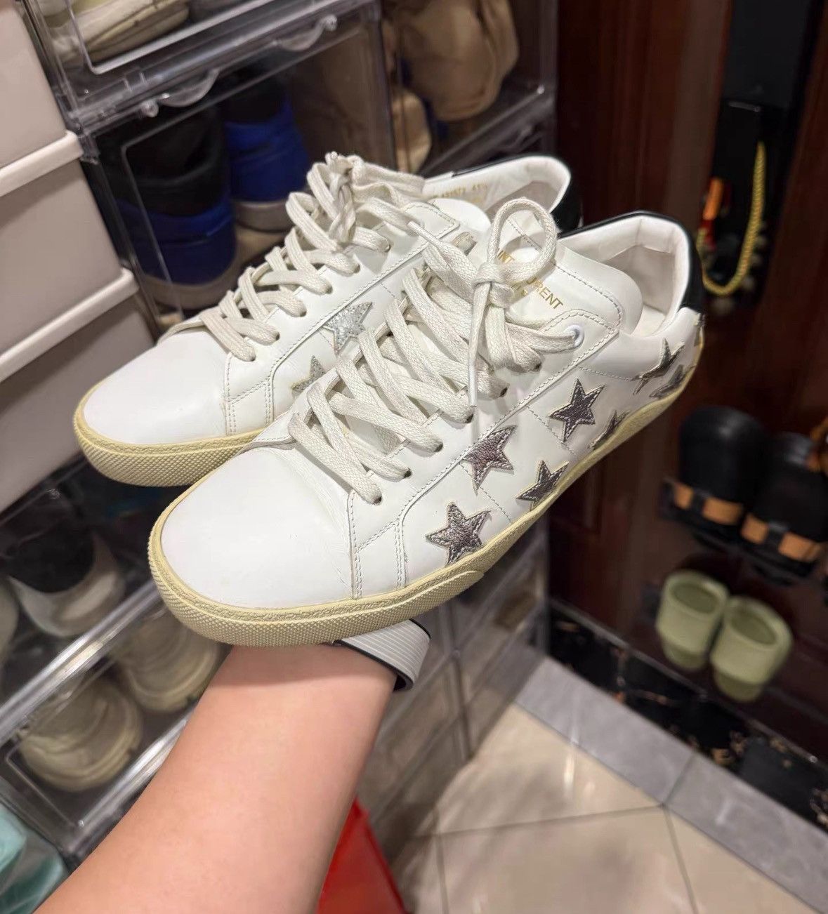 Yves Saint Laurent Saint Laruent Star Cowhide Black Tail Patchwork Small White Size US 9 / EU 42 - 1 Thumbnail