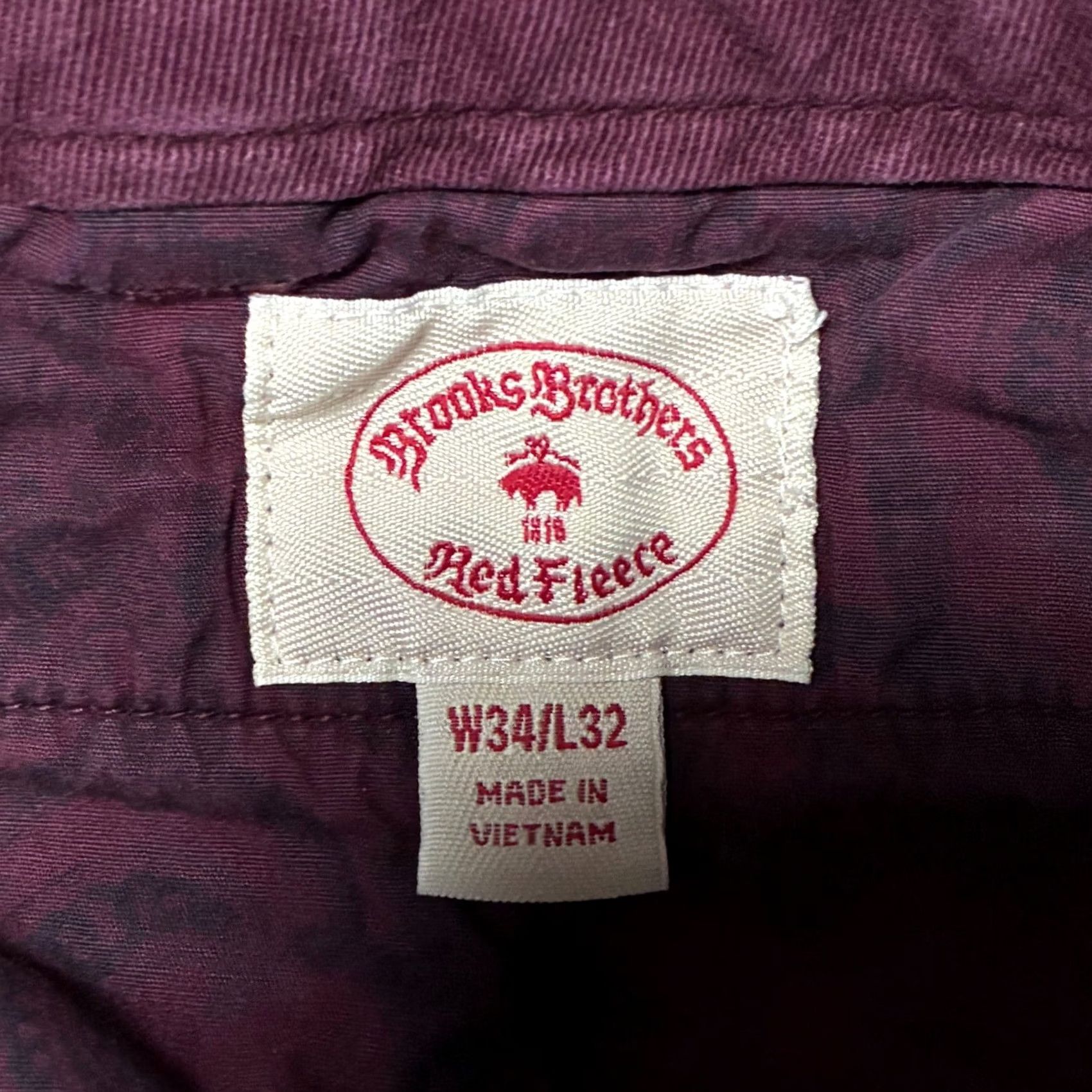 Brooks Brothers Brooks Brothers Red Fleece Chino Pants 34X32 Mens Burgundy Slim Straight 34 Red Solid Wool? Size US 34 / EU 50 - 7 Thumbnail