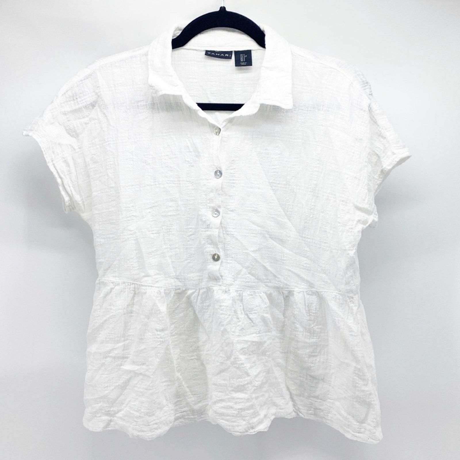 Elie Tahari Tahari gauze cotton semi cropped peplum boxy size s shirt Size S / US 4 / IT 40 - 1 Thumbnail