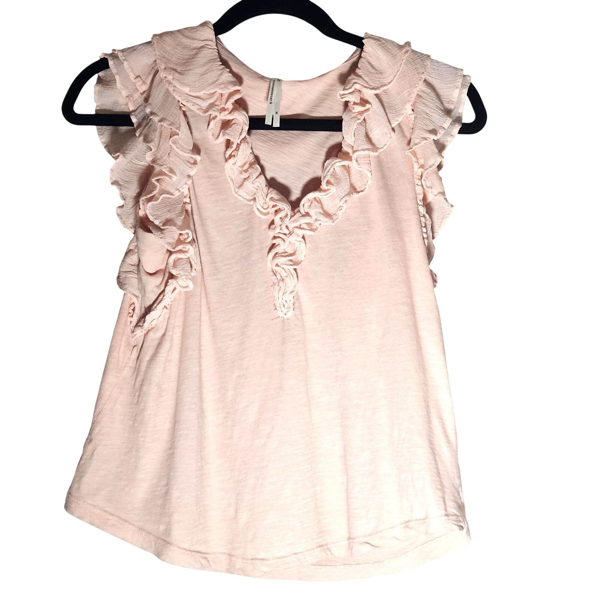 Anthropologie Anthropologie Ruffle Tank Top Blush Pink Small Cottagecore, Size S / US 4 / IT 40 - 2 Thumbnail