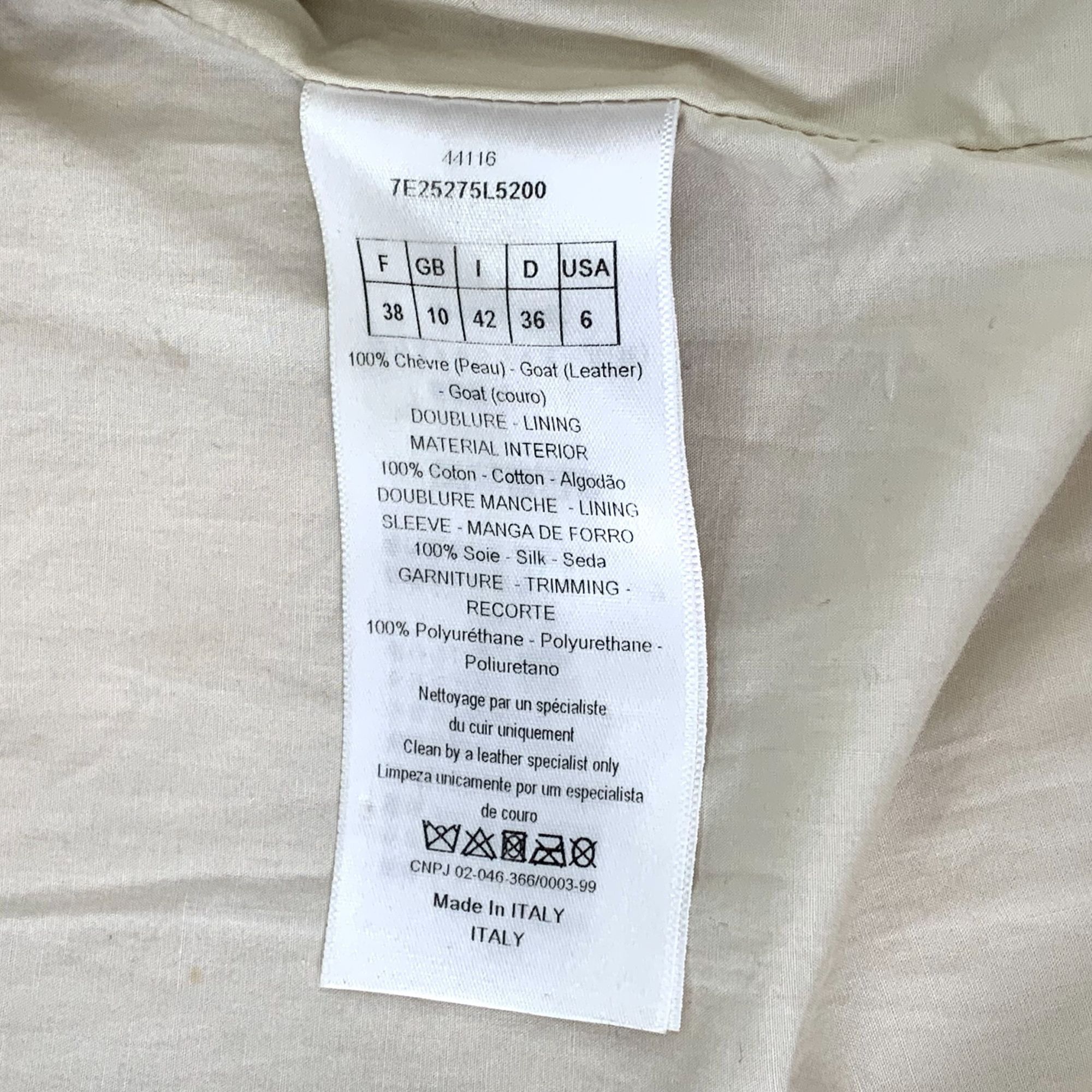 Dior Christian Dior Womens Quilted Leather Jacket Off-White Biker Size XS / US 0-2 / IT 36-38 - 8 Thumbnail