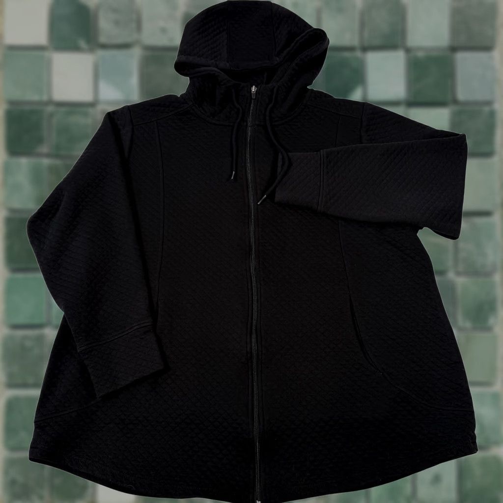 Vintage RBX Womens Plus Hooded Full Zip Quilted Jacket 2X Black Pockets Lightweight Activewear Jacket Modern Casual Sportswear Size XXL / US 16-18 / IT 52-54 - 1 Thumbnail