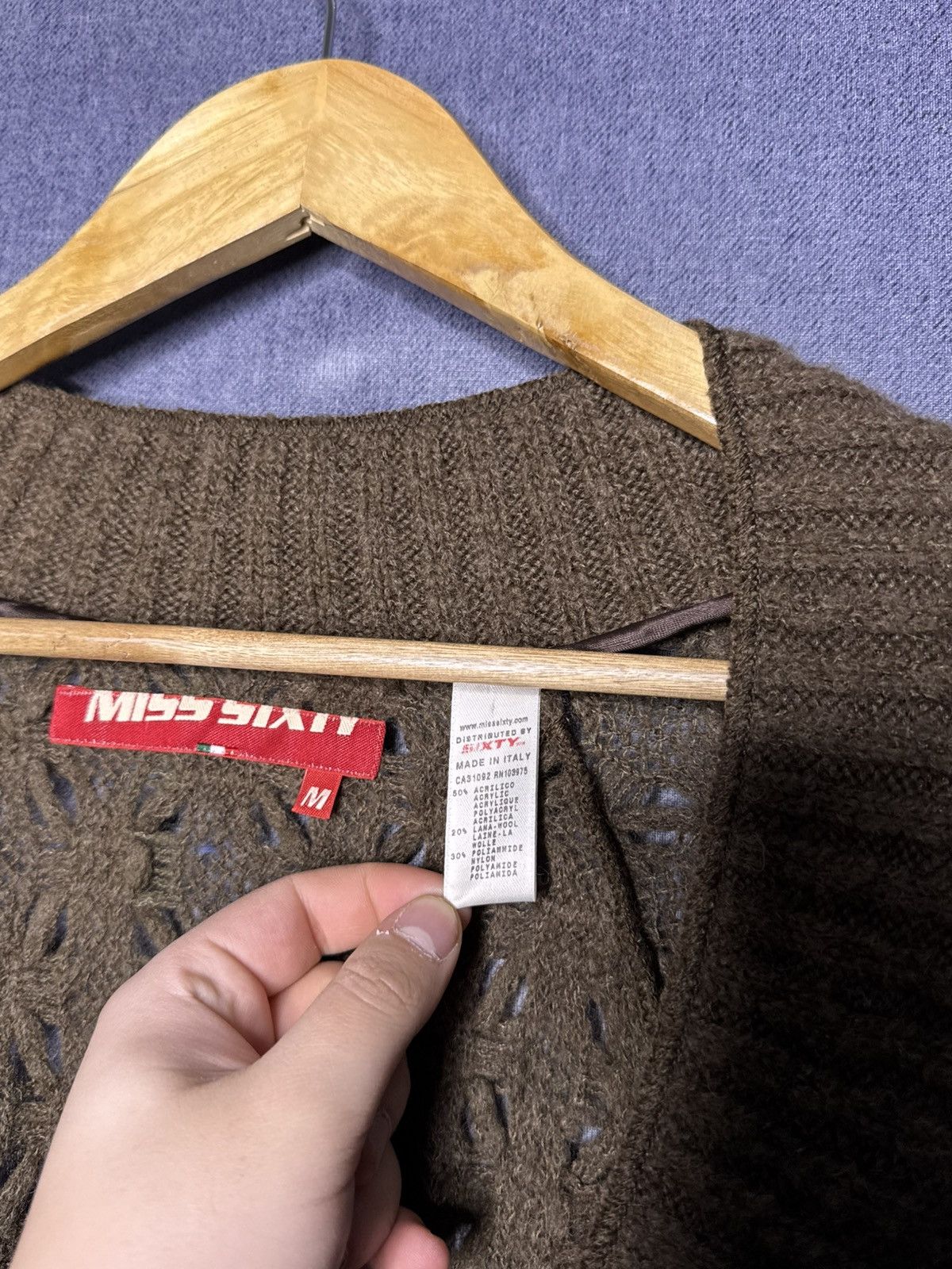 If Six Was Nine Miss Sixty Vintage Knit Sweater V-Neck Y2K Avant Garde Size M / US 6-8 / IT 42-44 - 7 Thumbnail