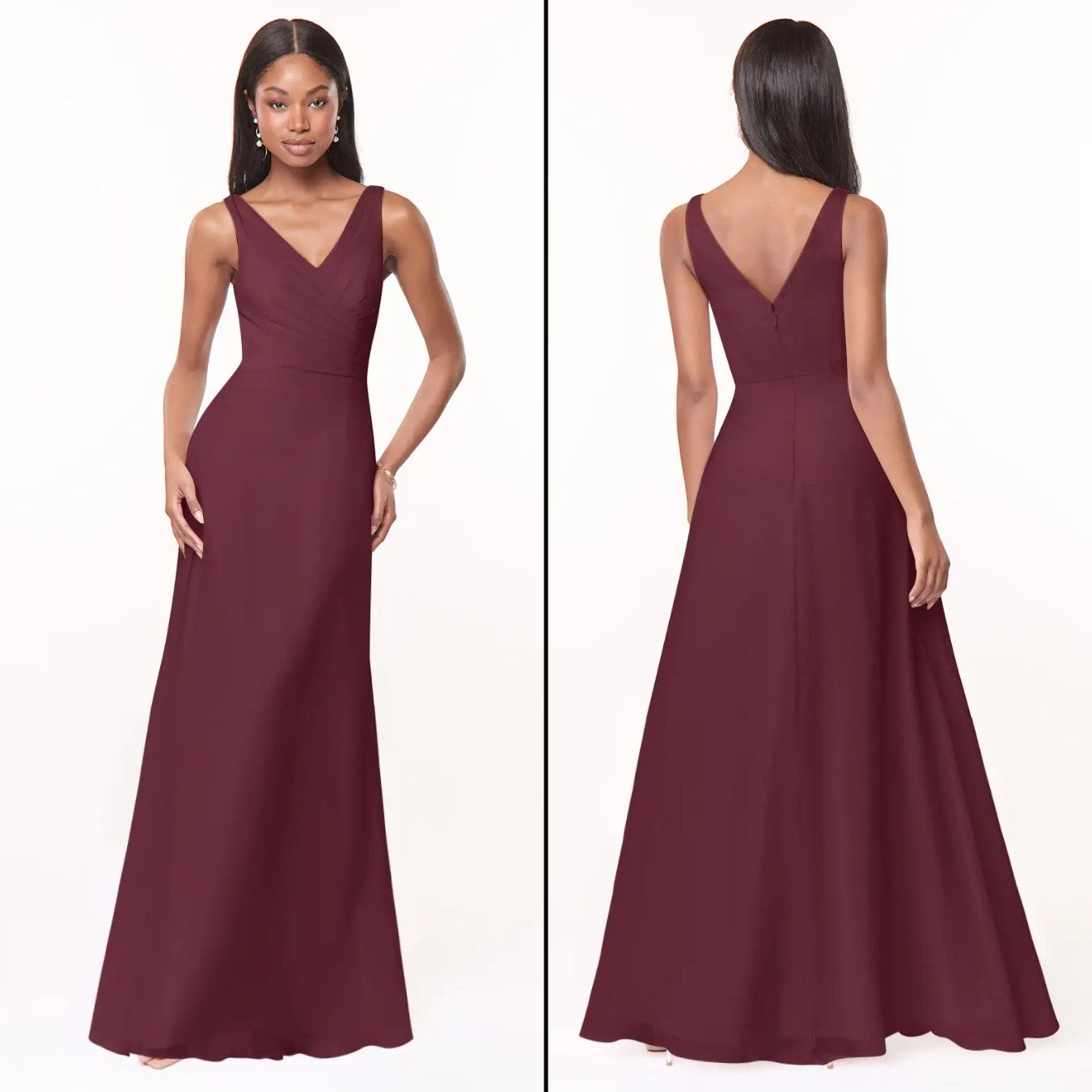 Designer NWT Azazie Nala Cabernet Bridesmaid Dress Cocktail Wedding Size L / US 10 / IT 46 - 2 Thumbnail