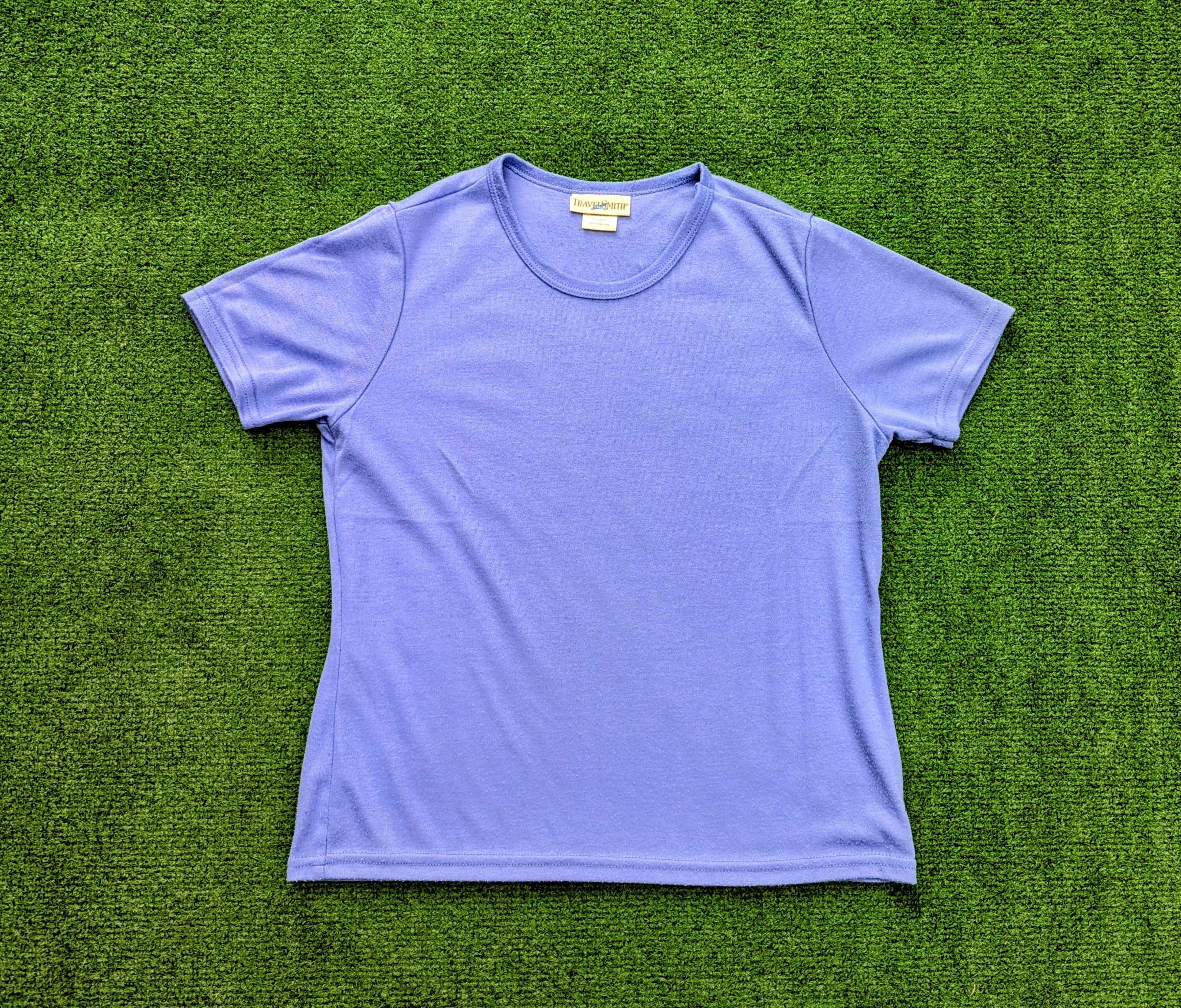 Designer TravelSmith Womens CoolMax Lilac Short Sleeve Shirt USA-Made Size S / US 4 / IT 40 - 5 Thumbnail