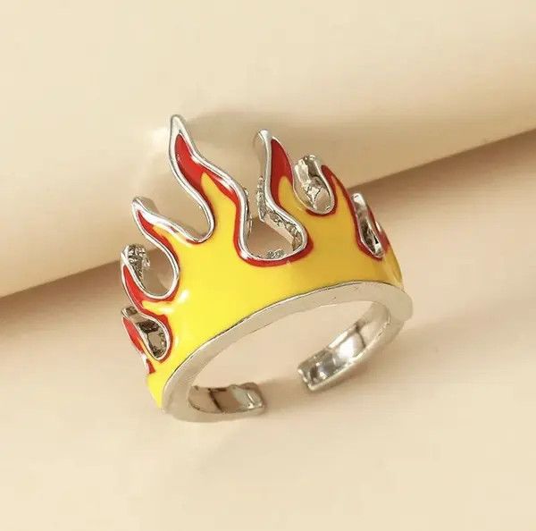 Jewelry × Vintage Goth Punk Flame 🔥 Ring Unisex Size ONE SIZE - 2 Thumbnail