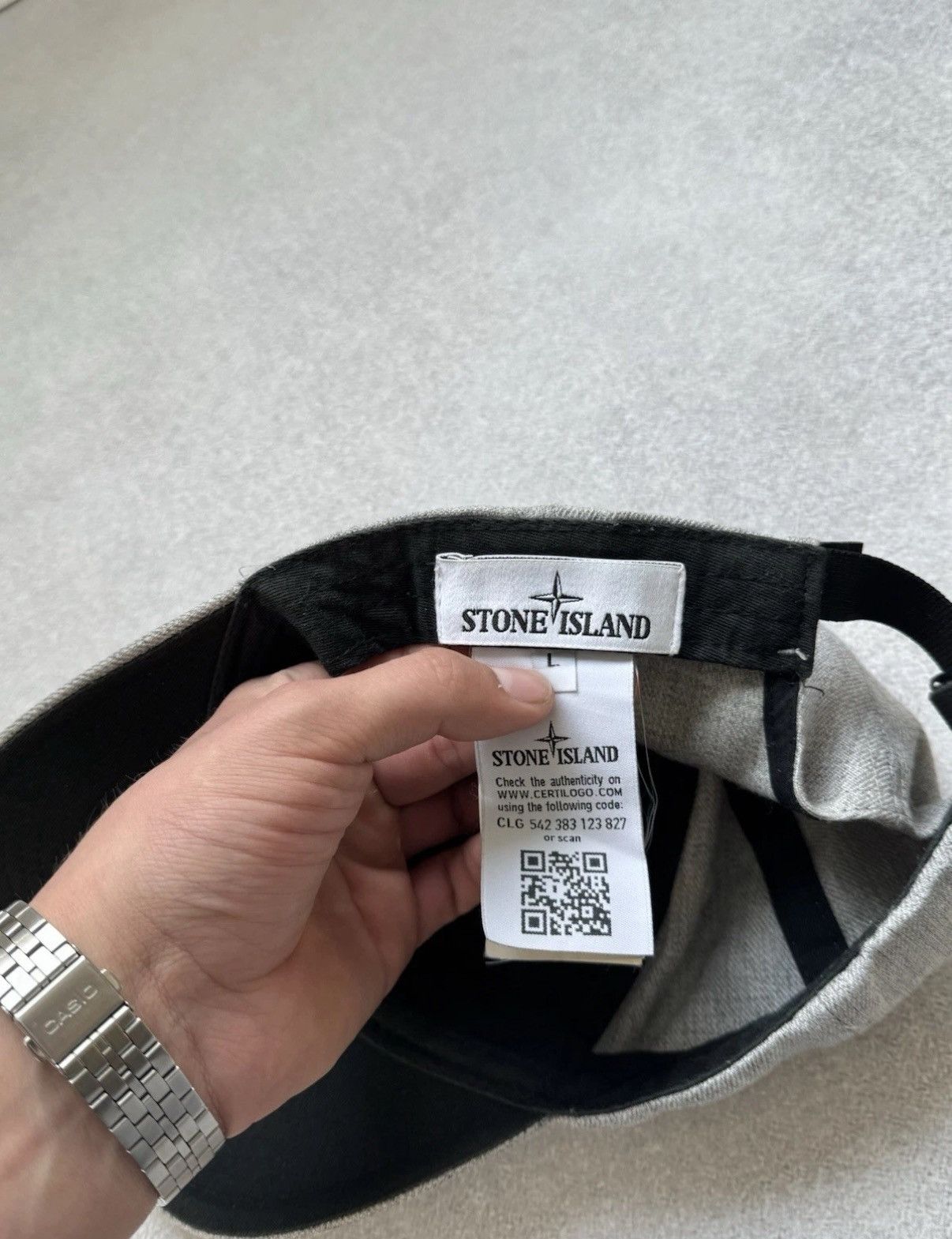 Stone Island Stone Island Big Logo Gray Polyester - Wool Cap Men Size L Size ONE SIZE - 10 Thumbnail