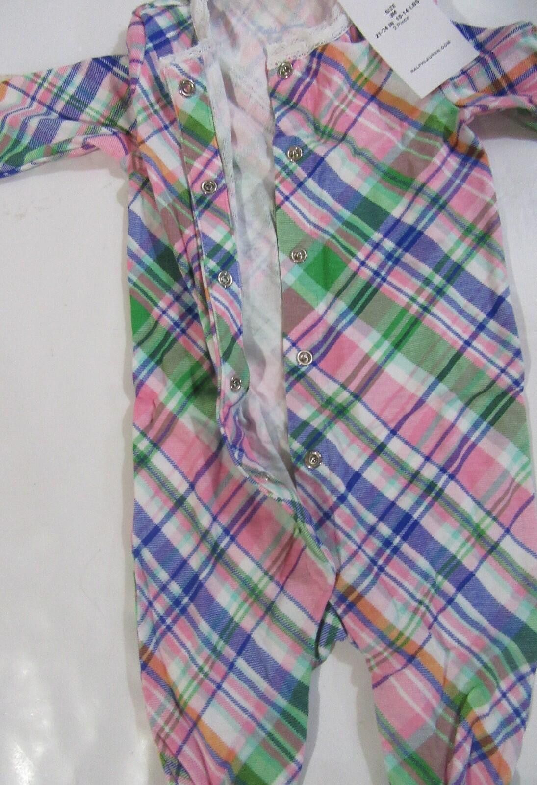 Polo Ralph Lauren Ralph Lauren Baby Girls One Pc Cotton Madras Pajamas 9M Size ONE SIZE - 3 Thumbnail