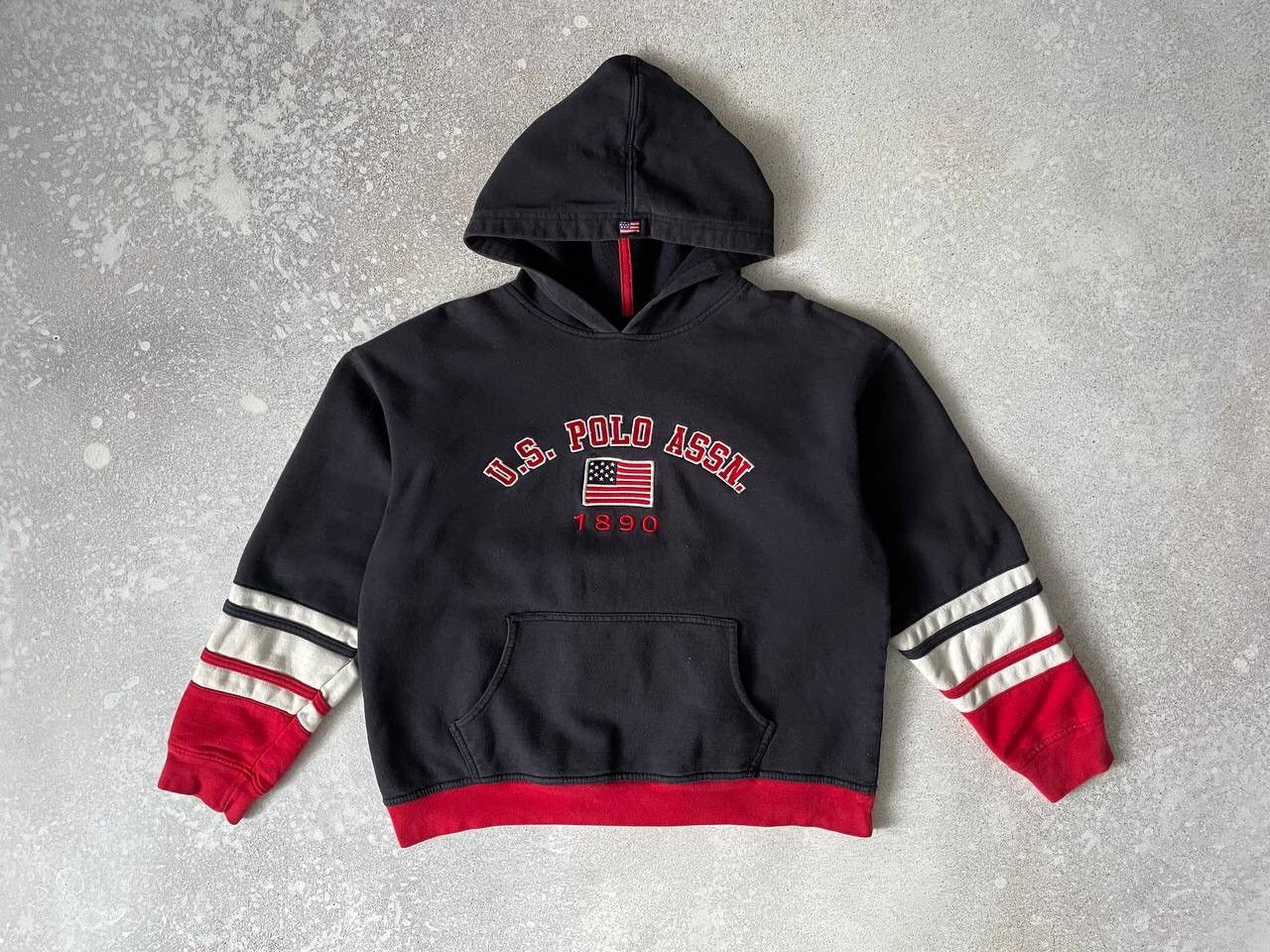 U.S. Polo Assn. × Vintage Vintage U.S.Polo Assn Hoodie Big American Flag Logo Y2K Rare Size US L / EU 52-54 / 3 - 1 Thumbnail