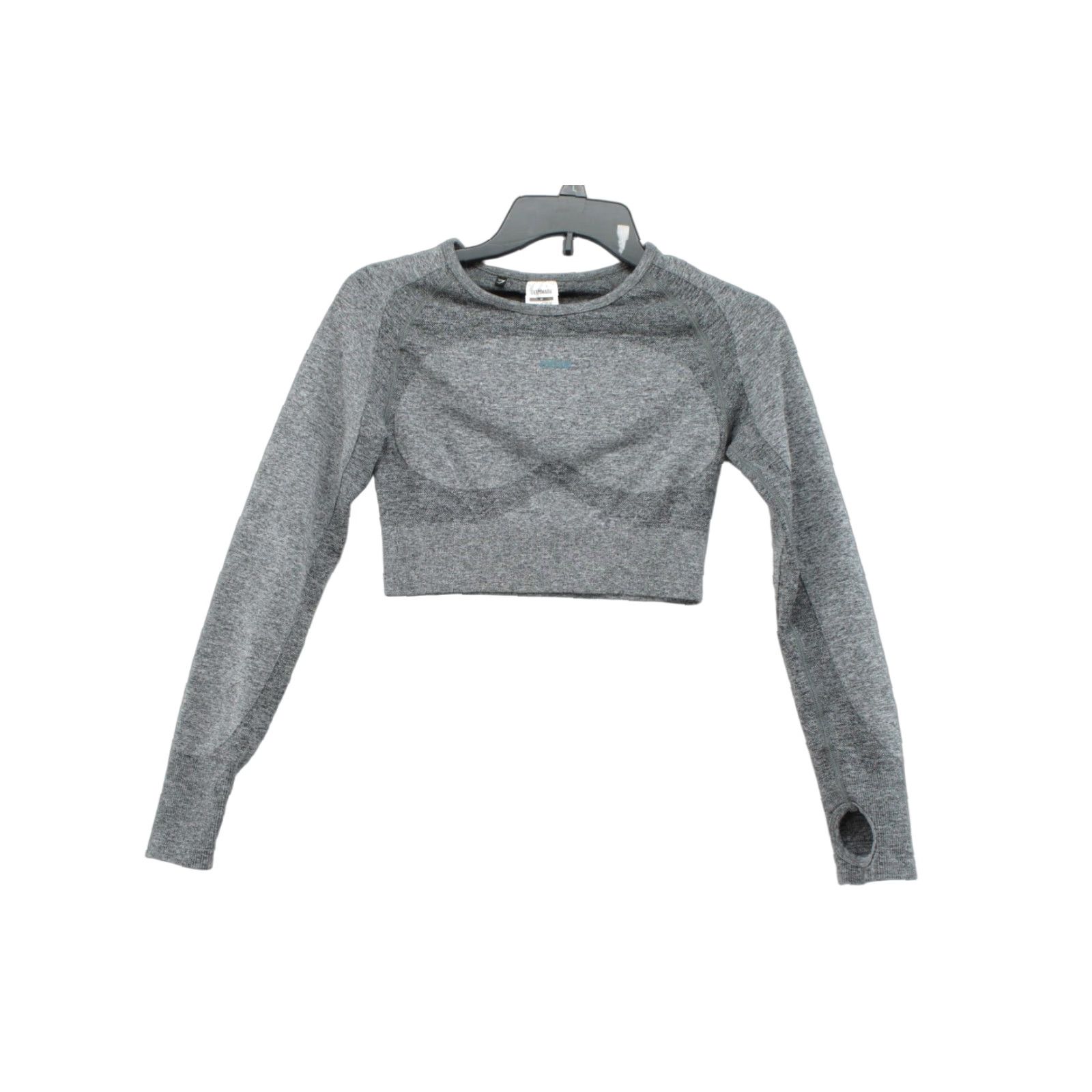 Gymshark Gymshark Top Women's Medium Gray Heather Flex Long Sleeve Cropped Cutout Back Shirt Adult Female Gray Heather Cropped Back Size M / US 6-8 / IT 42-44 - 1 Thumbnail