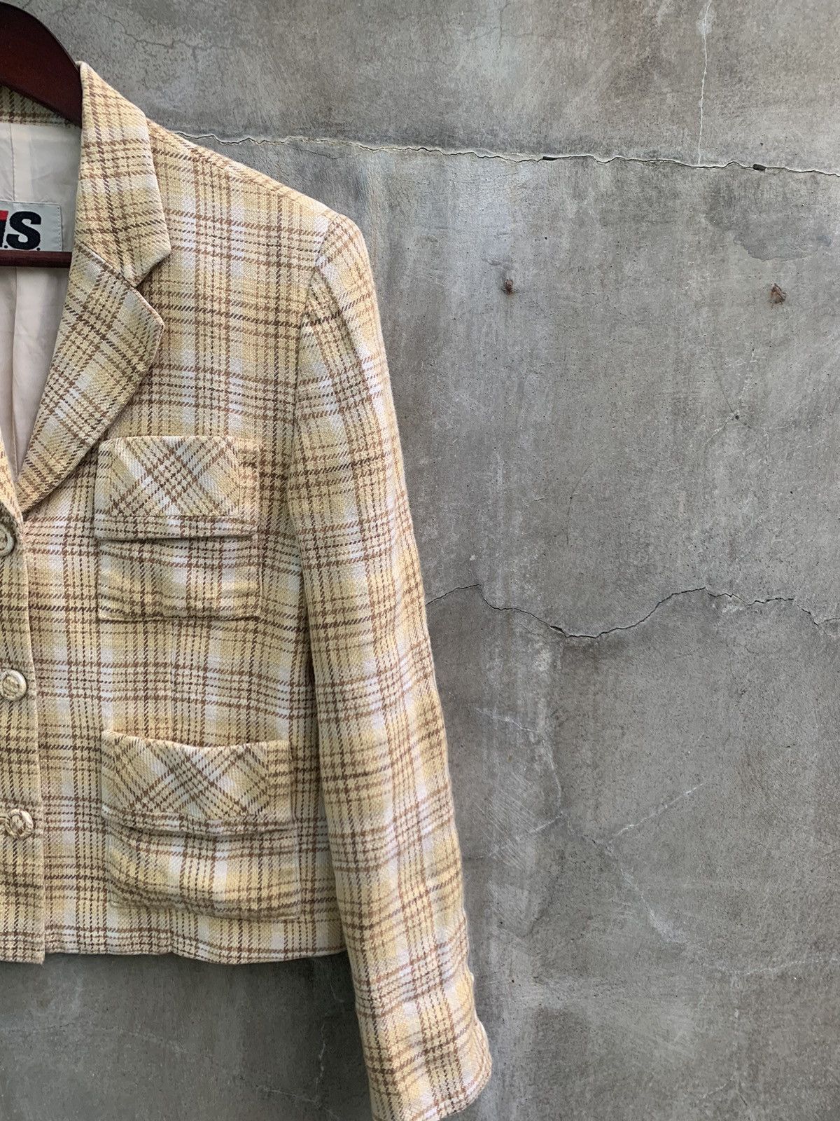 Issey Miyake Hemp Checkered Four Pocket Blazer Size M / US 6-8 / IT 42-44 - 3 Thumbnail