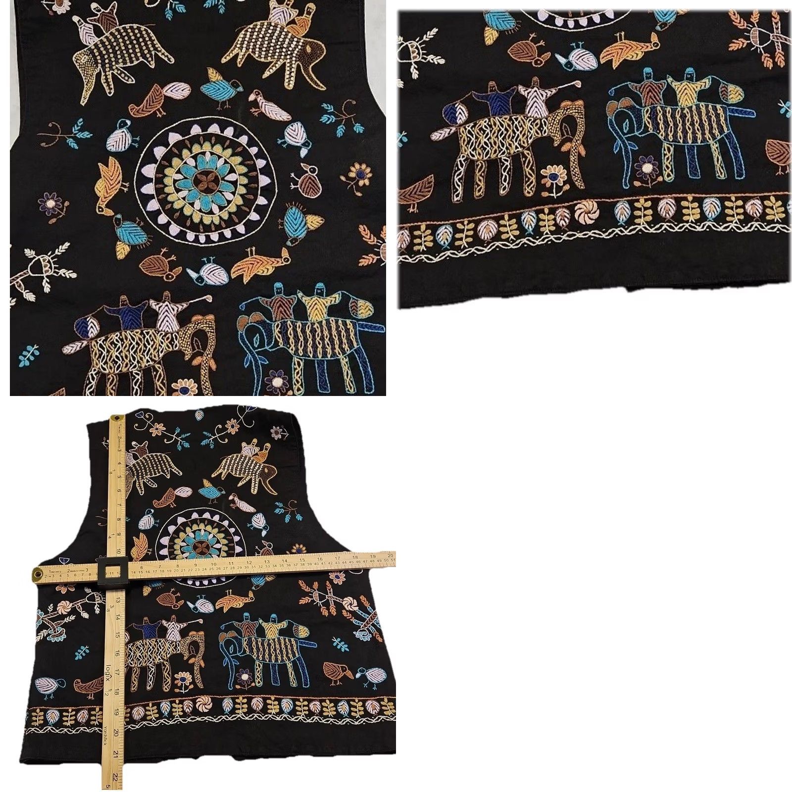 Vintage VINTAGE Newport News Black Embroidered Elephant Folk Art Boho Cotton Vest L Women Size L / US 10 / IT 46 - 8 Thumbnail