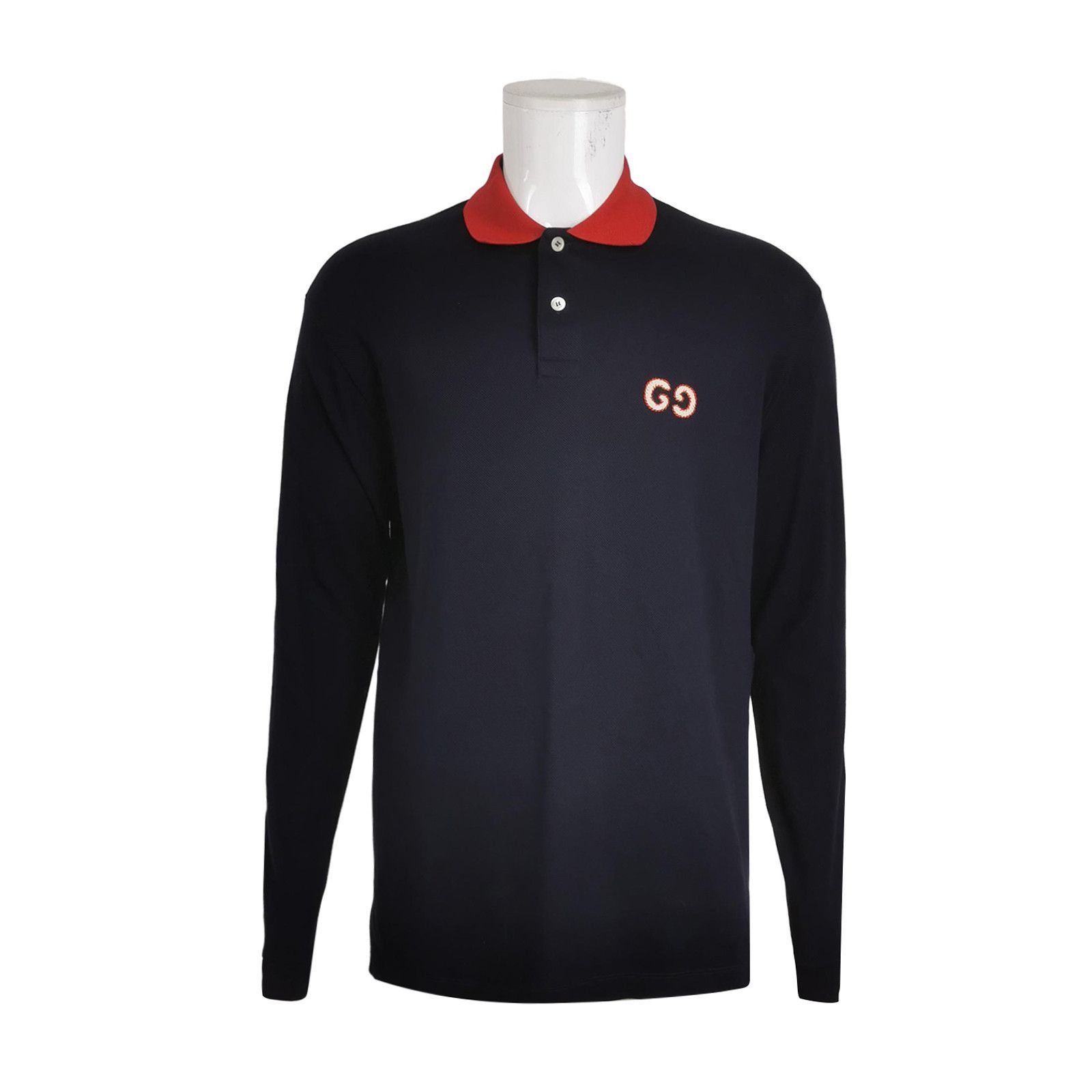 Gucci Gucci Contrast Collar Long Sleeve Polo Size M Size US M / EU 48-50 / 2 - 1 Thumbnail