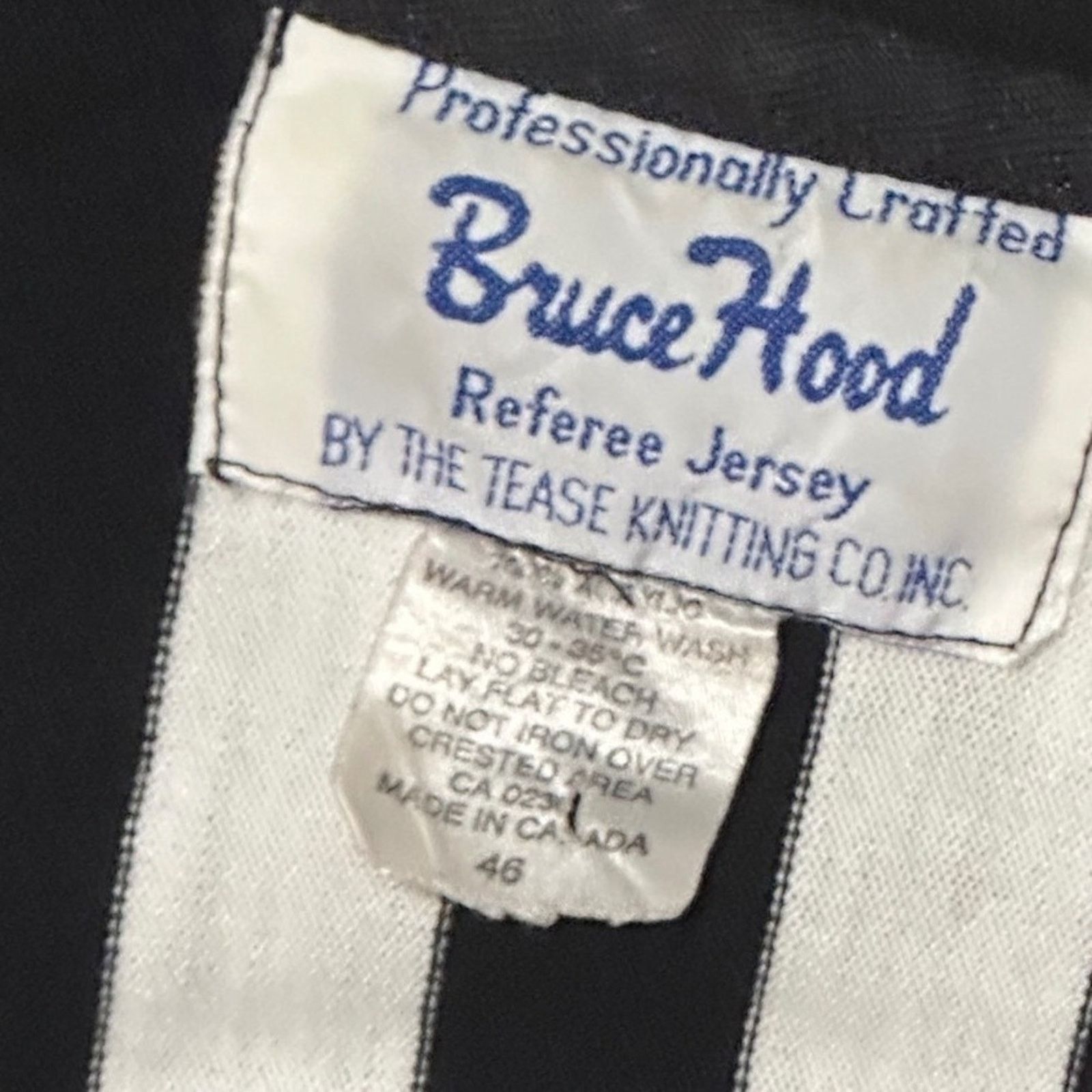 NHL × Vintage Bruce Hood Referee Jersey Black White Orange Striped Size 46 Size US L / EU 52-54 / 3 - 2 Thumbnail
