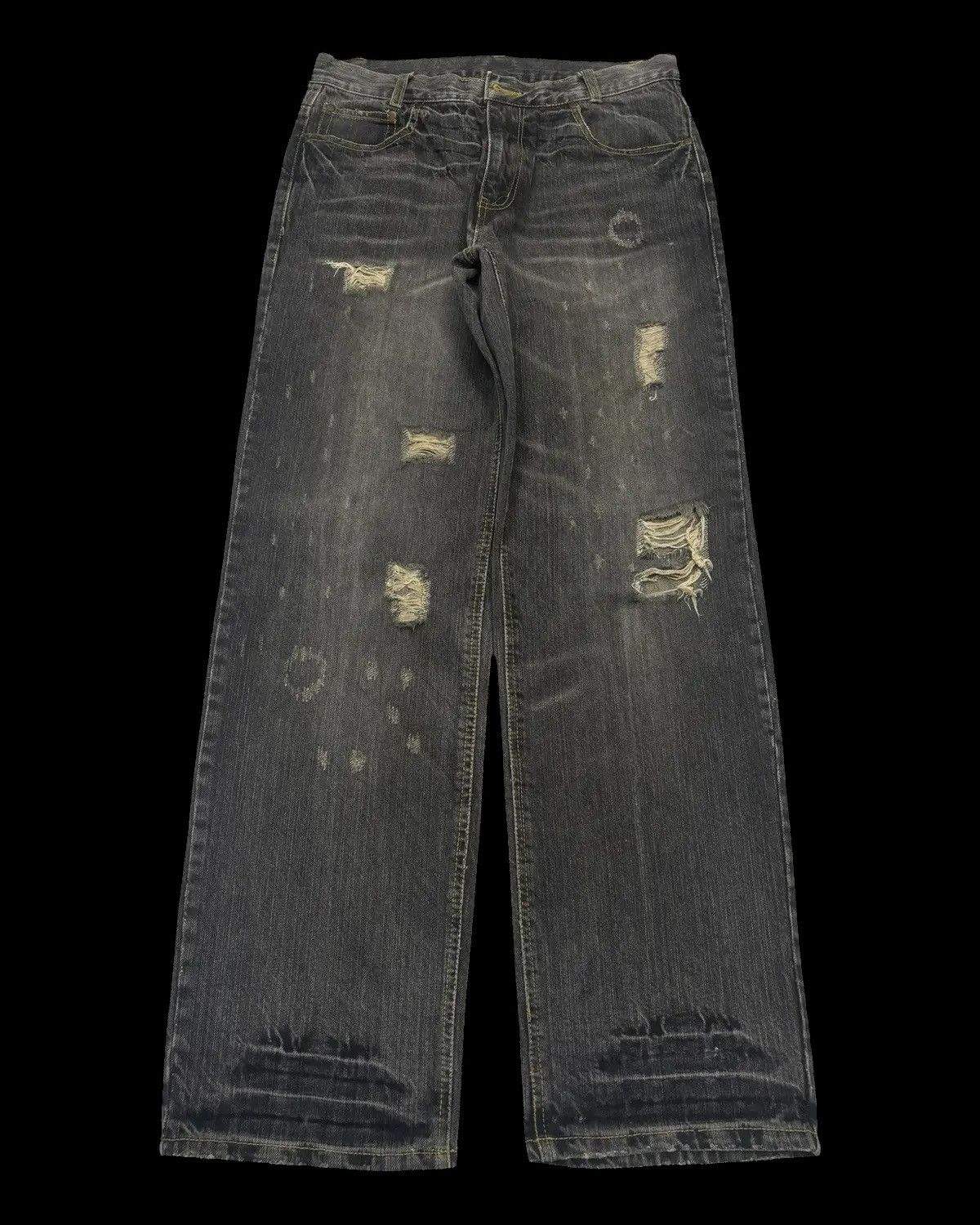 If Six Was Nine × JNCO × Le Grande Bleu (L.G.B.) 💥INSANE 90s BAGGY JEANS ROUGHNESS TROOP Ripped Baggy Denim Size US 30 / EU 46 - 1 Thumbnail