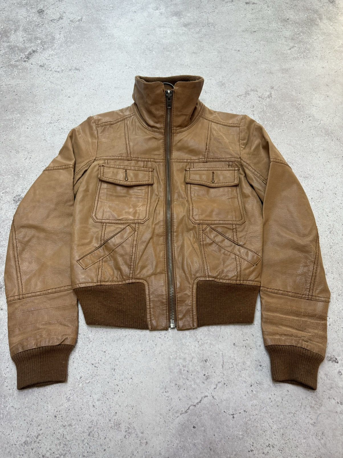 Junya Watanabe Vintage Stone Leather Undercover Style Cargo Bomber Jacket Size US S / EU 44-46 / 1 - 1 Thumbnail