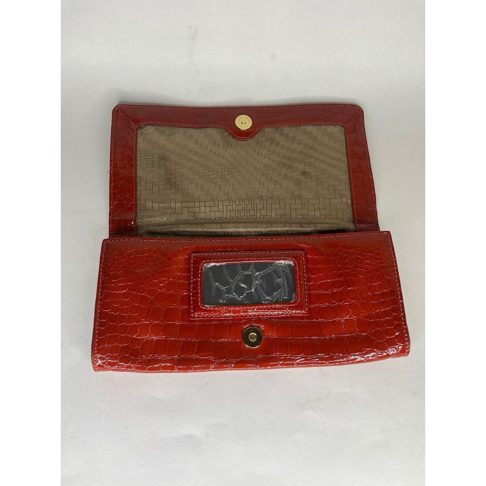 Cole Haan Cole Haan Pouch Wallet Red Orange Croc Patent Zip Mirror Org Size ONE SIZE - 7 Thumbnail